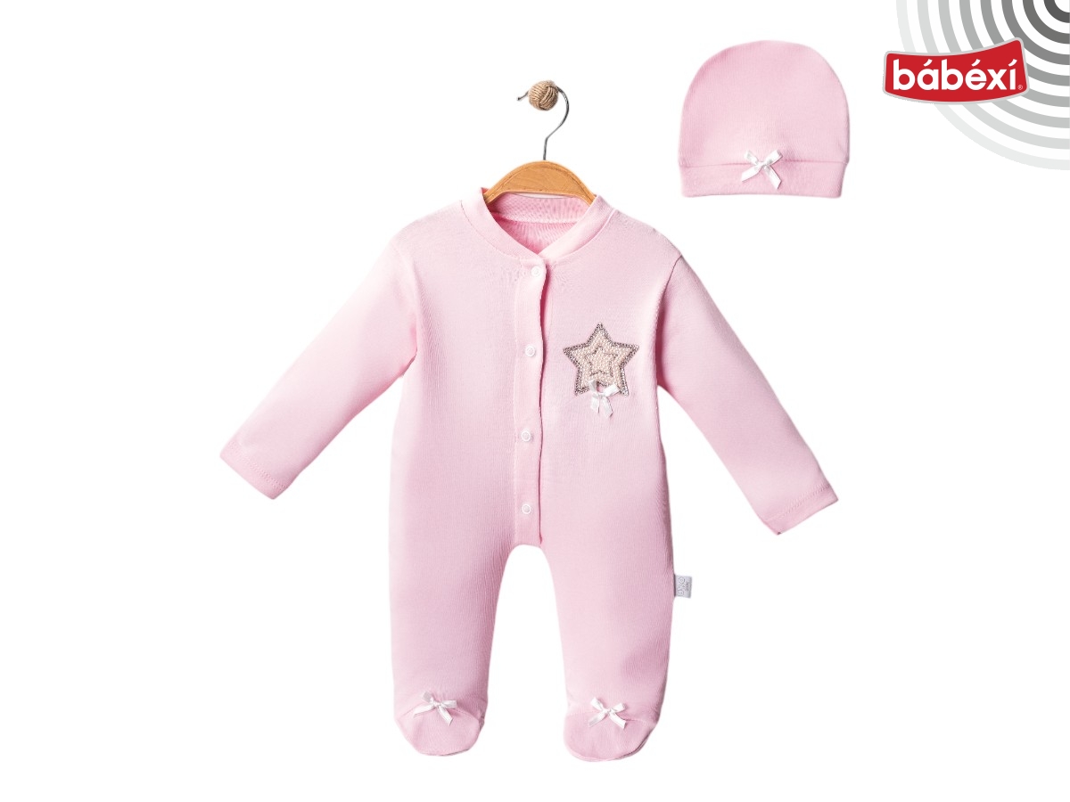 Taşlı Bebe Tulum Yoldiz Desen  3 Ay,6 Ay,9 Ay Kız