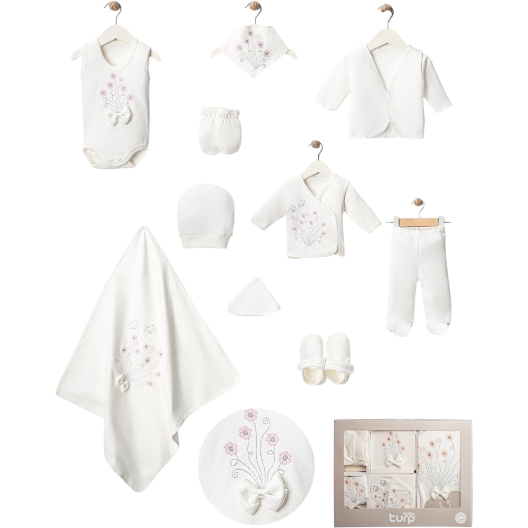 10 LU ÇİÇEK BUKETİ LÜX ZIBIN SET 1 Ay,2 Ay,3 Ay Kız