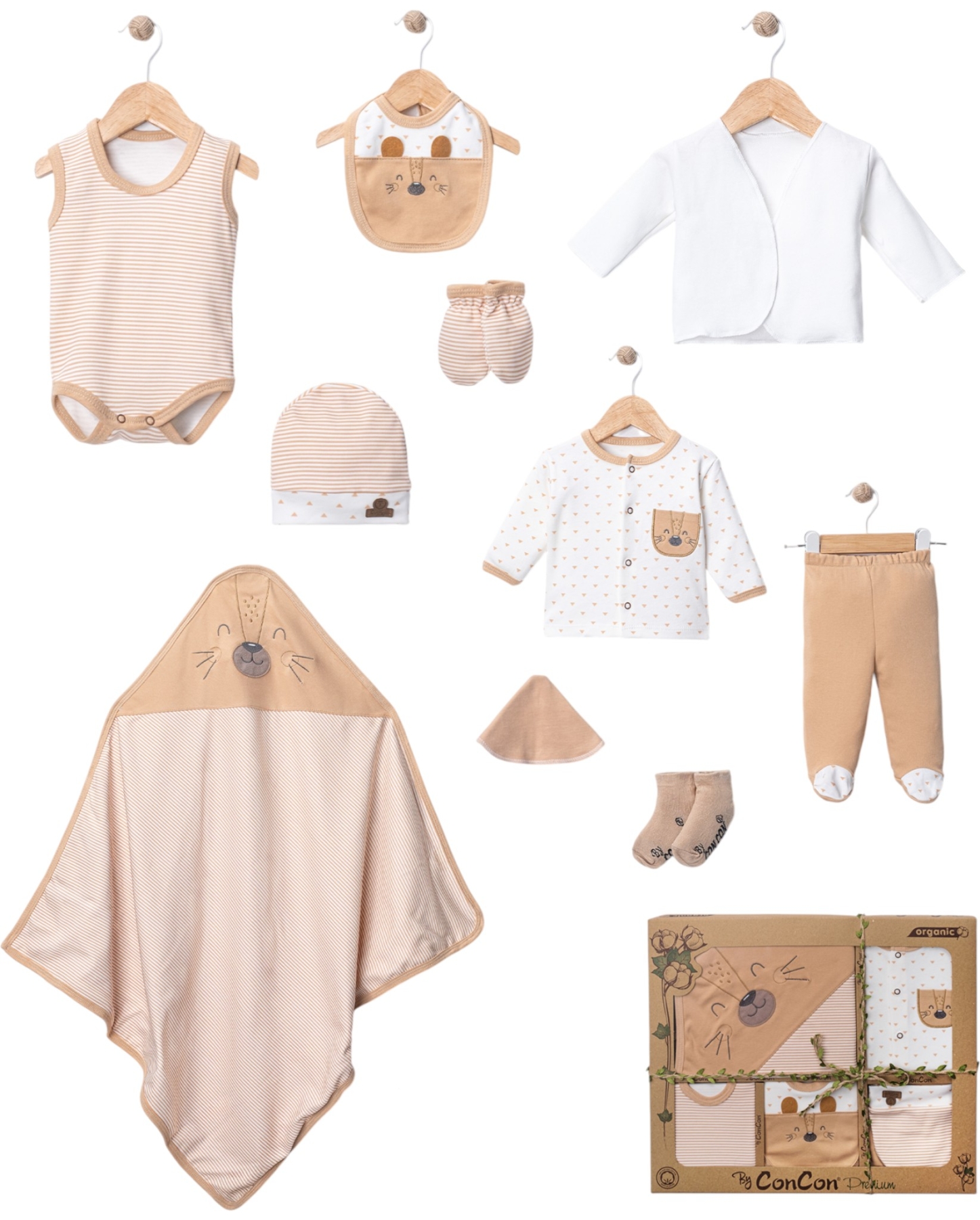 10 LU ORGANİC LÜX SET KULAKLI 1 Ay,2 Ay,3 Ay Uni