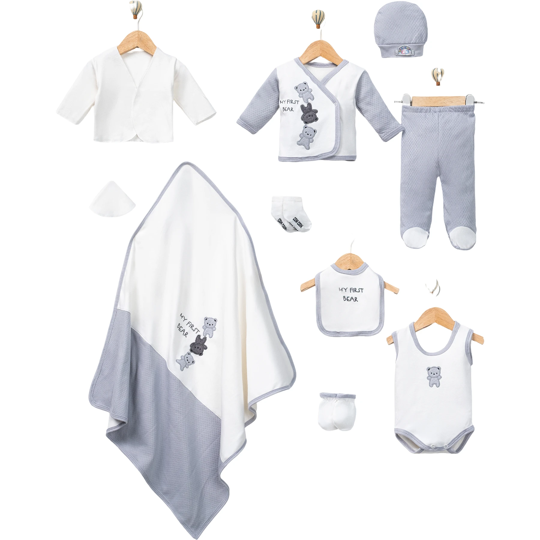 10LU CONCON ÜÇLÜ AYILAR LÜX SET 1 Ay,2 Ay,3 Ay Uni