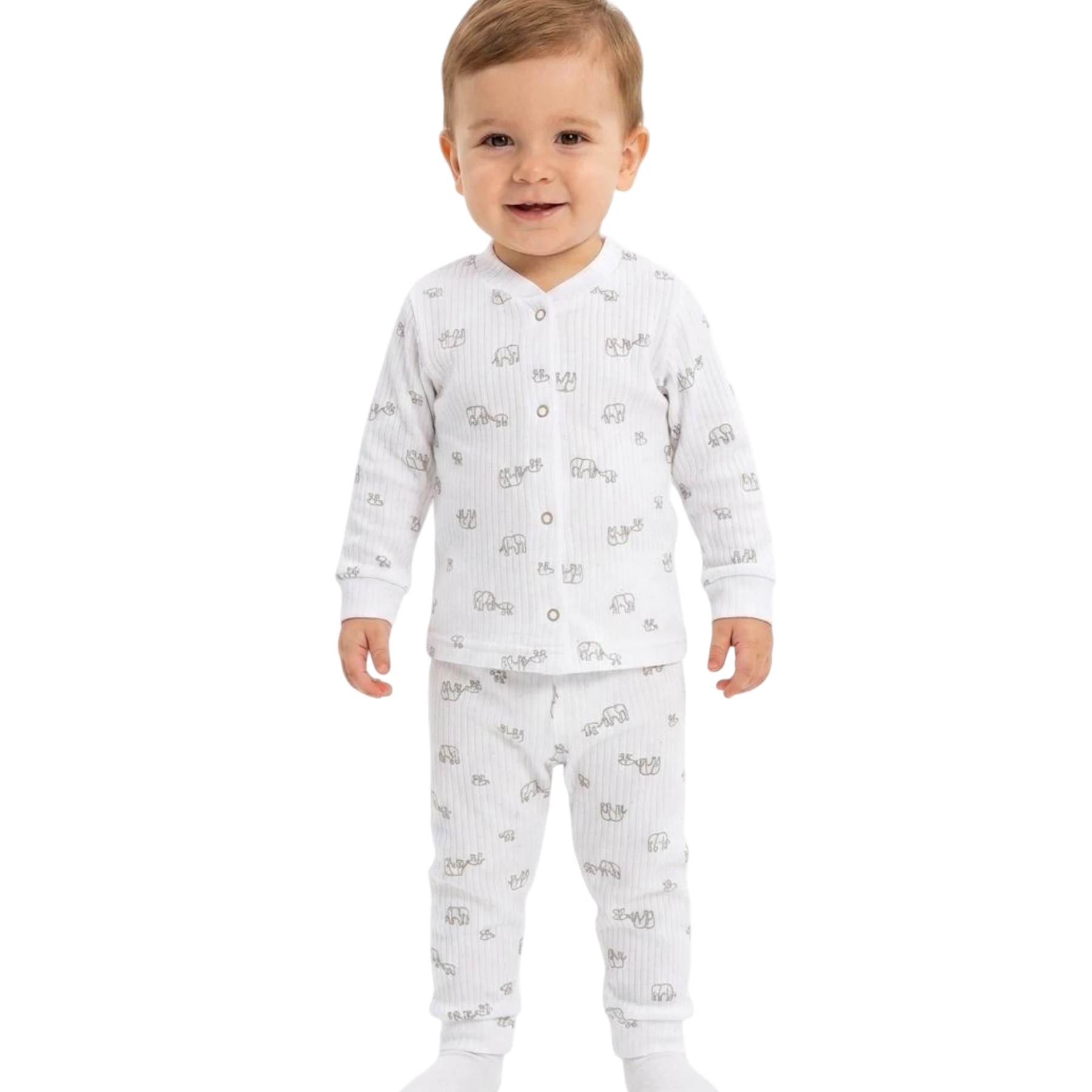 GRİ FİL ÇITÇITLI PİJAMA  2Y,6 Ay,18 Ay,12 Ay Uni