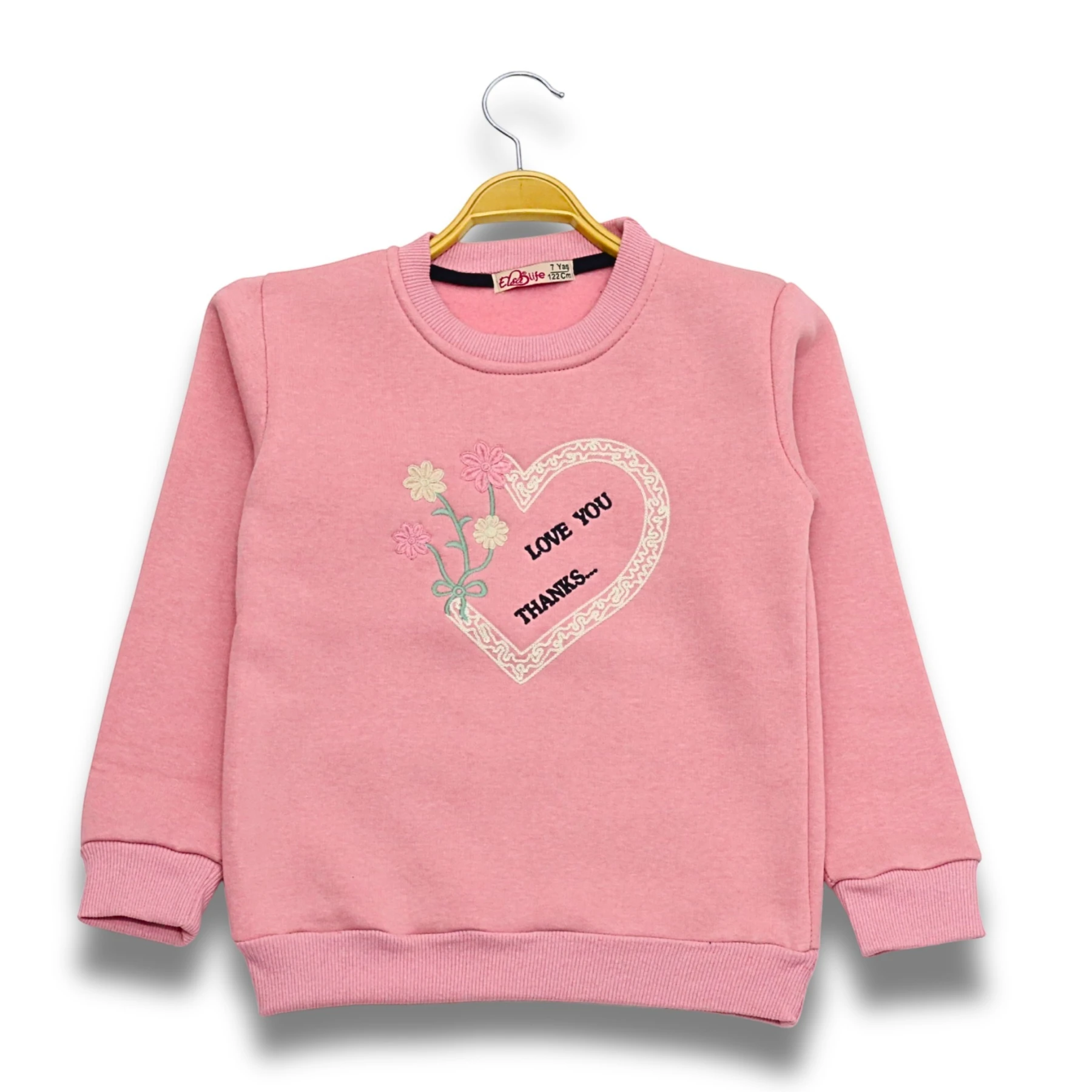 3 İPLİK NAKIŞLI SWEAT 5Y,6Y,7Y,8Y Kız