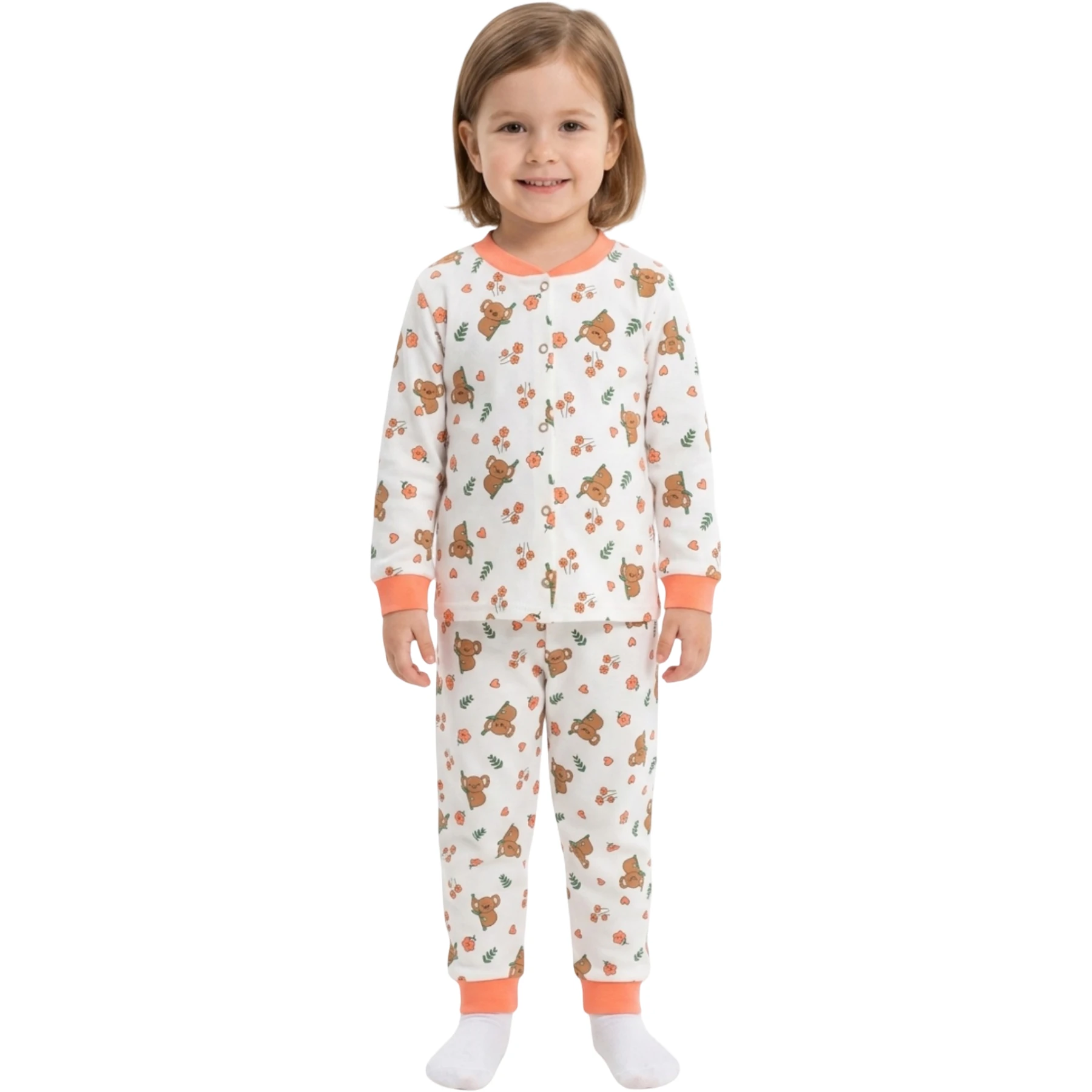 3/6 YAŞ ÇITÇITLI PİJAMA  YAPRAKLI AYI 3Y,4Y,5Y,6Y Kız