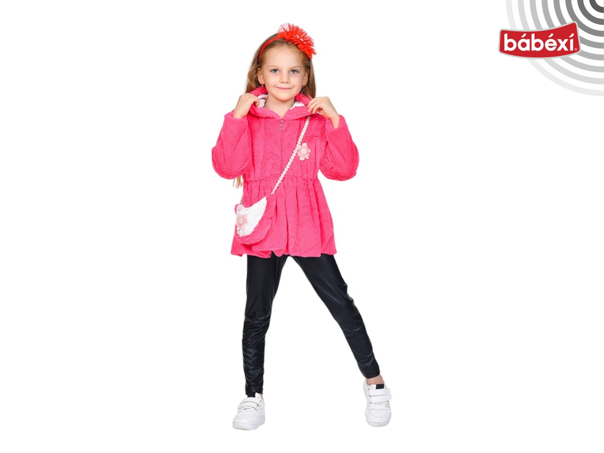 Peluş Cat Armalı Çantalı Kapşonlu Mont 8Y,9Y,10Y,11Y,12Y Kız