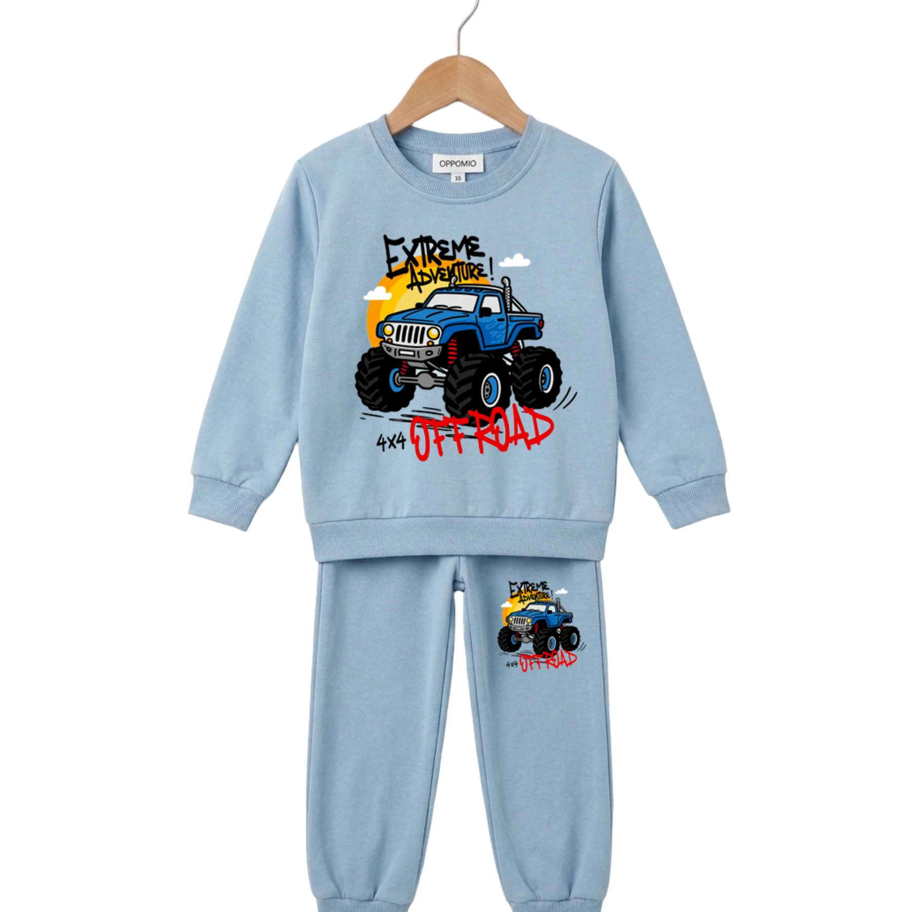 4X4 OFF ROAD KAMYONET BASKILI İKİLİ ERKEK ÇOCUK TAKIM 3Y,2Y,8Y,7Y,6Y,5Y,4Y Erkek