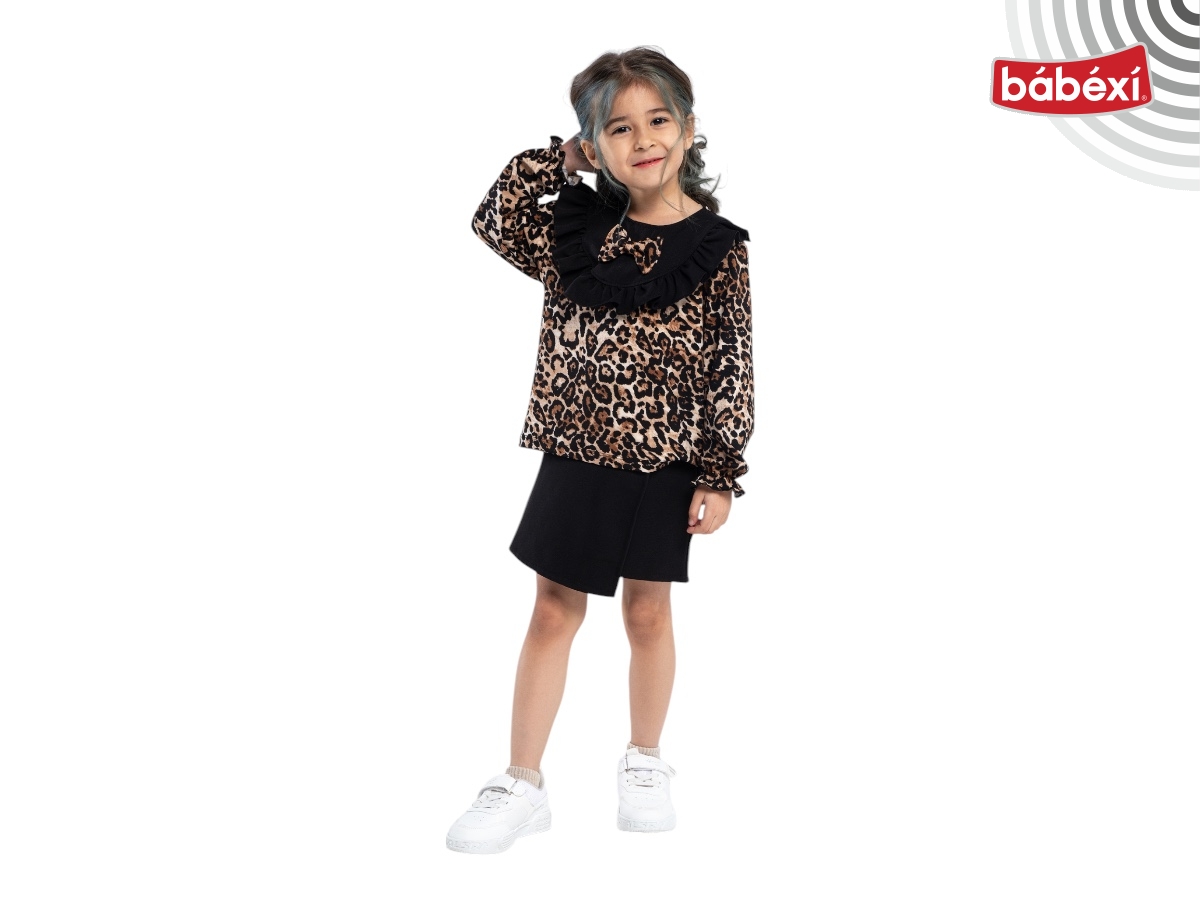 Leopar Bluzlu Şort Etekli Takim 2Y,3Y,4Y,5Y Kız