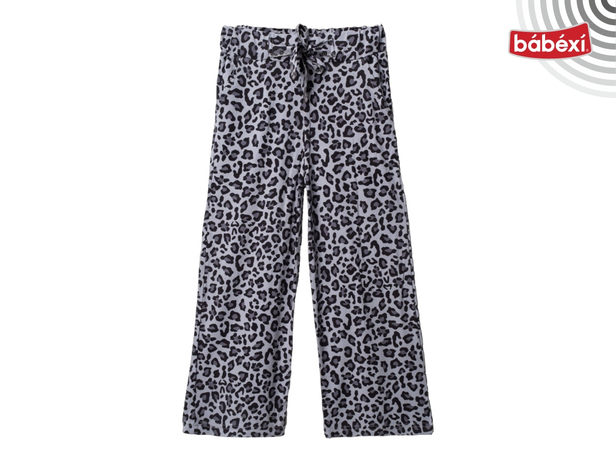 Viskon Leopar Desenli Açık Paça Cepli Şalvar  9Y,10Y,11Y,12Y Kız