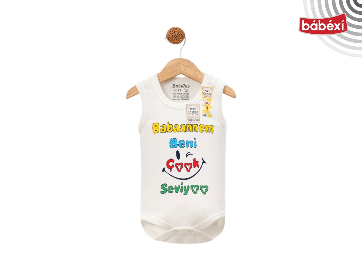 Babaannem Seviyor Baskılı Kucuk Askılı Badi 1 Ay,3 Ay,6 Ay,9 Ay Uni
