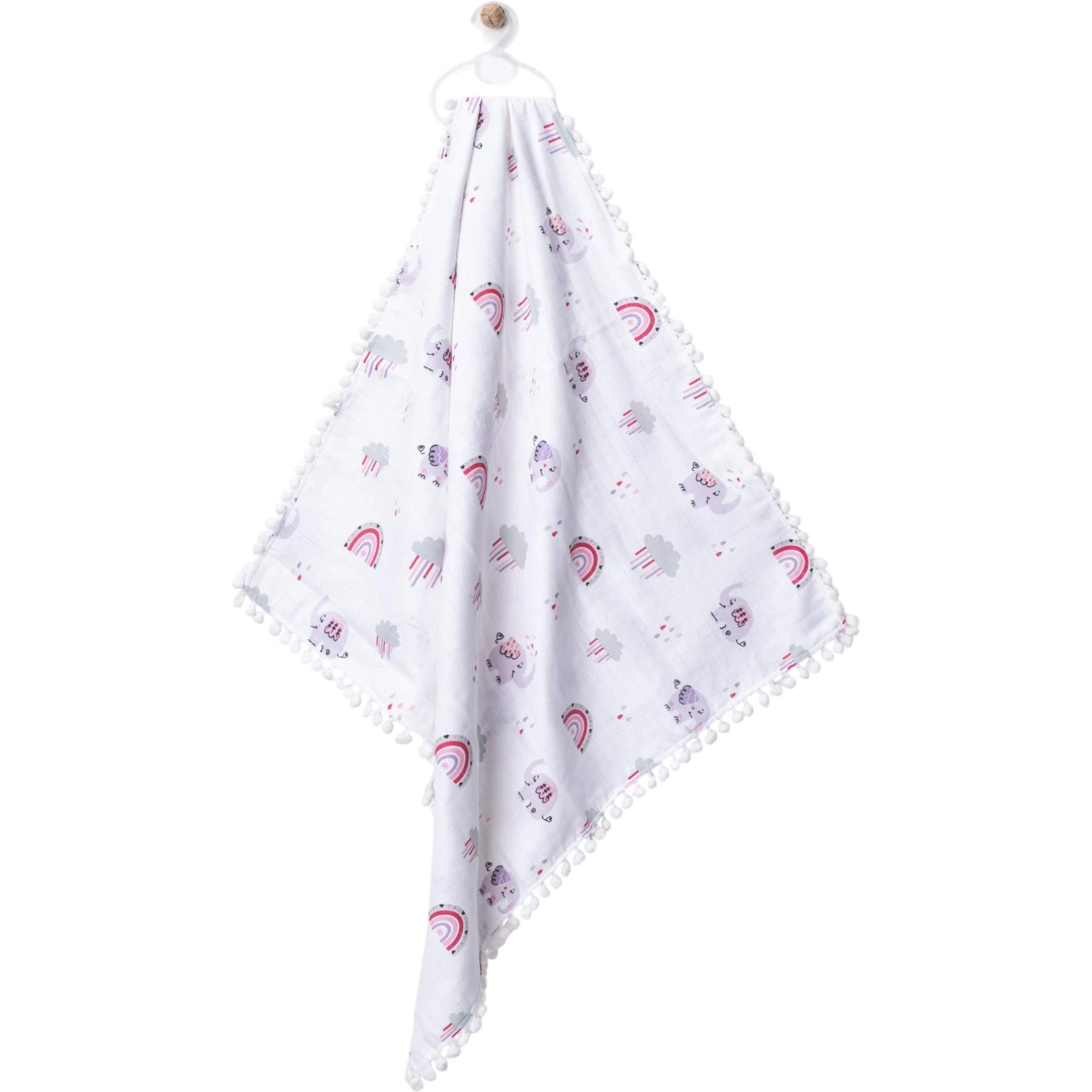80*90CM ÇİFT KAT FİL GÖKKUŞAĞI MÜSLİN BATTANİYE  1 Ay,2 Ay,3 Ay,6 Ay,12 Ay,18 Ay Uni