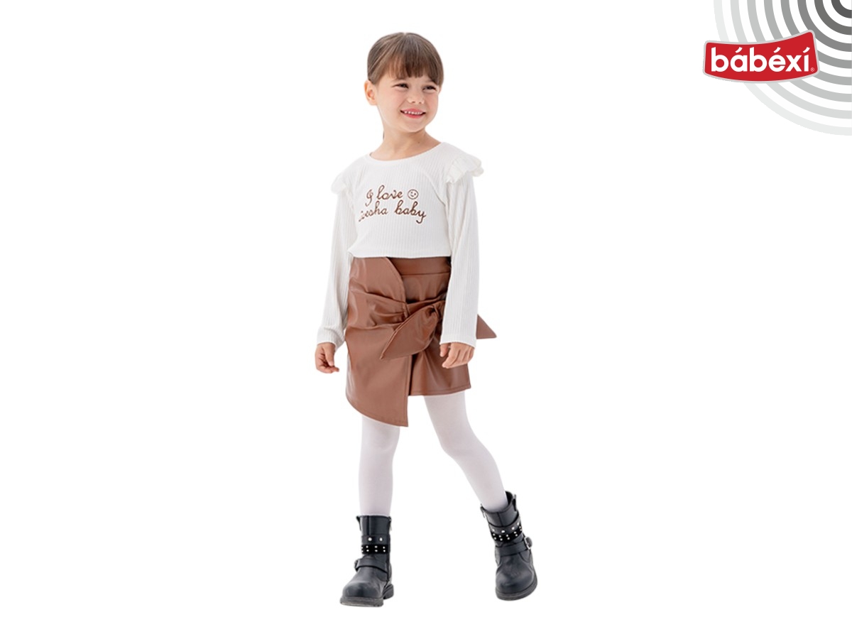 Deri Etekli Penye Takım  6Y,7Y,8Y,9Y Kız