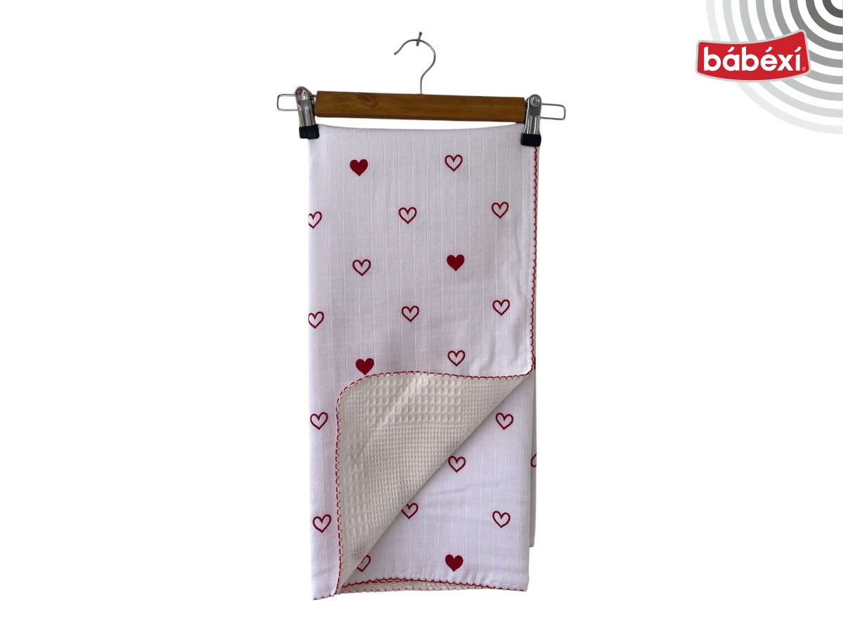 İçi Dolu Boş Kalp Pikeli Müslin 100x100  Kız