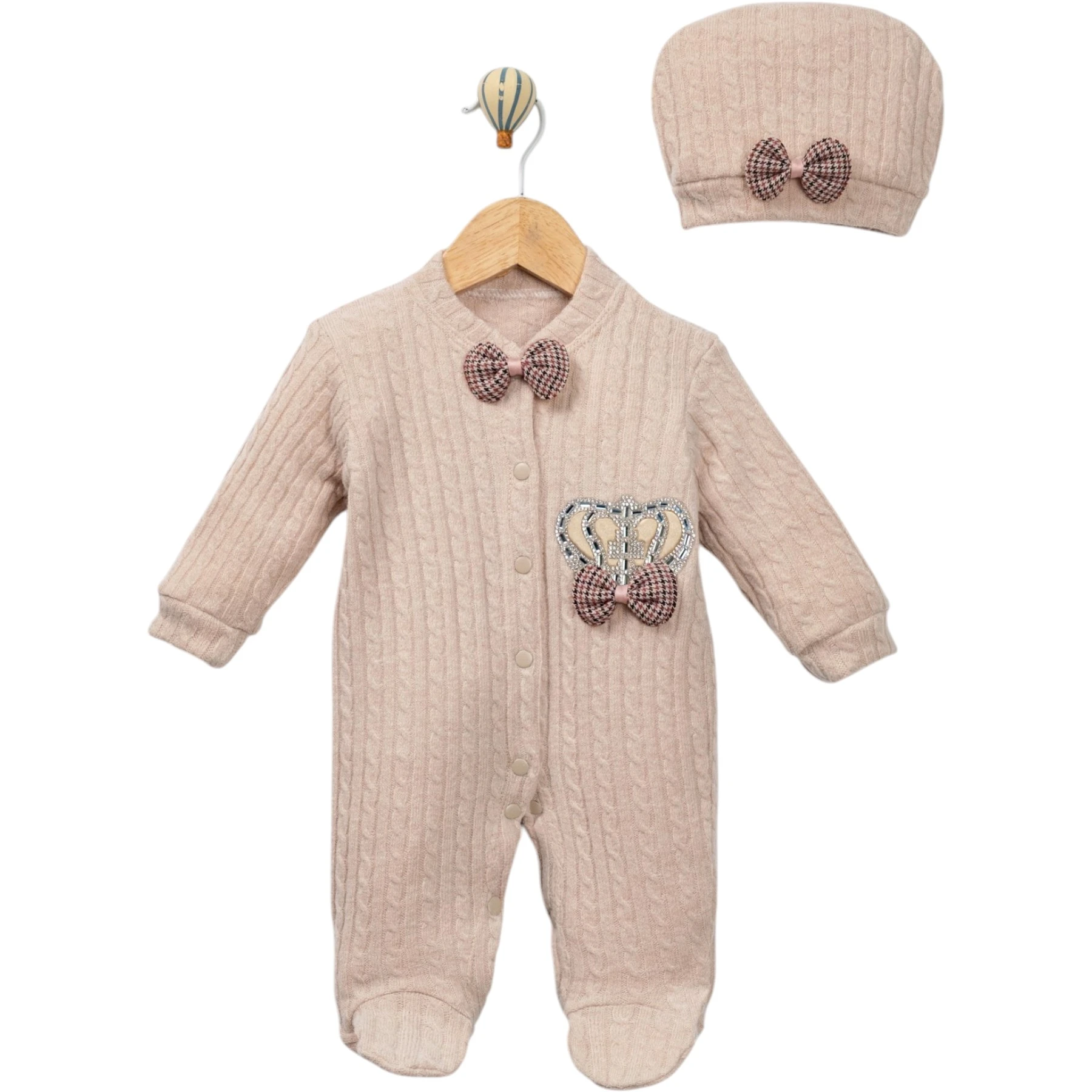 AMORE BABY BEJ RENK TRİKO TULUM  3 Ay,6 Ay,9 Ay Erkek