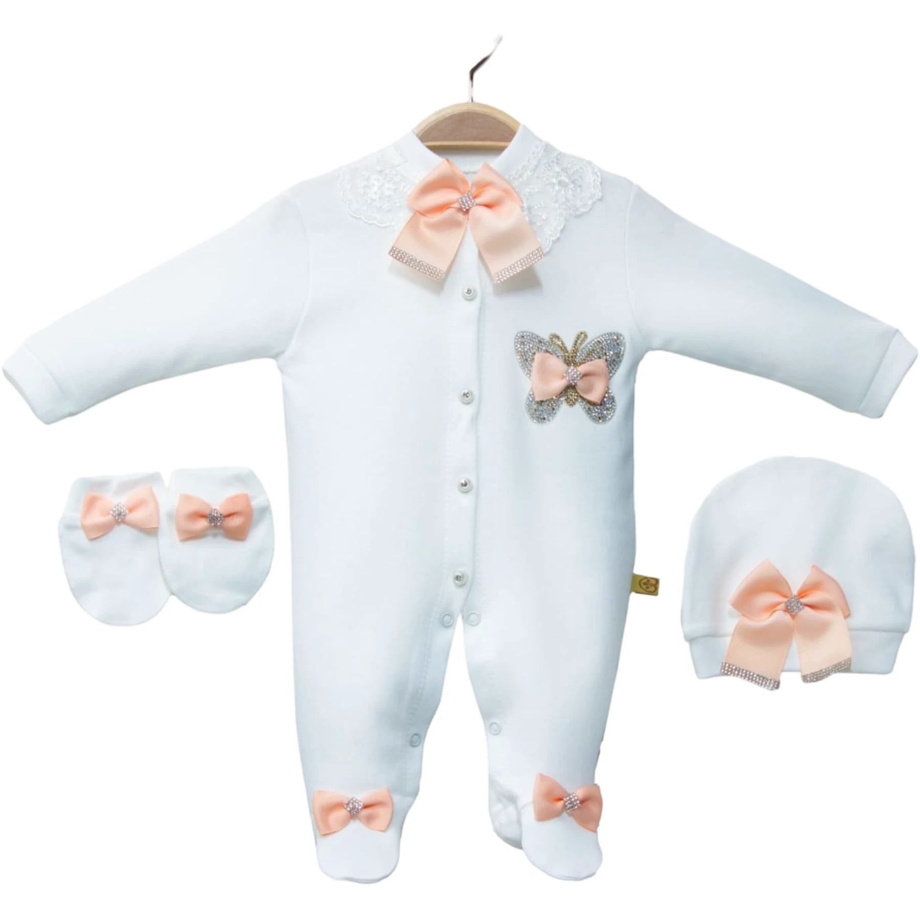 AMORE BABY GOLD KELEBEK TULUM SETİ 3 Ay,6 Ay,9 Ay Kız