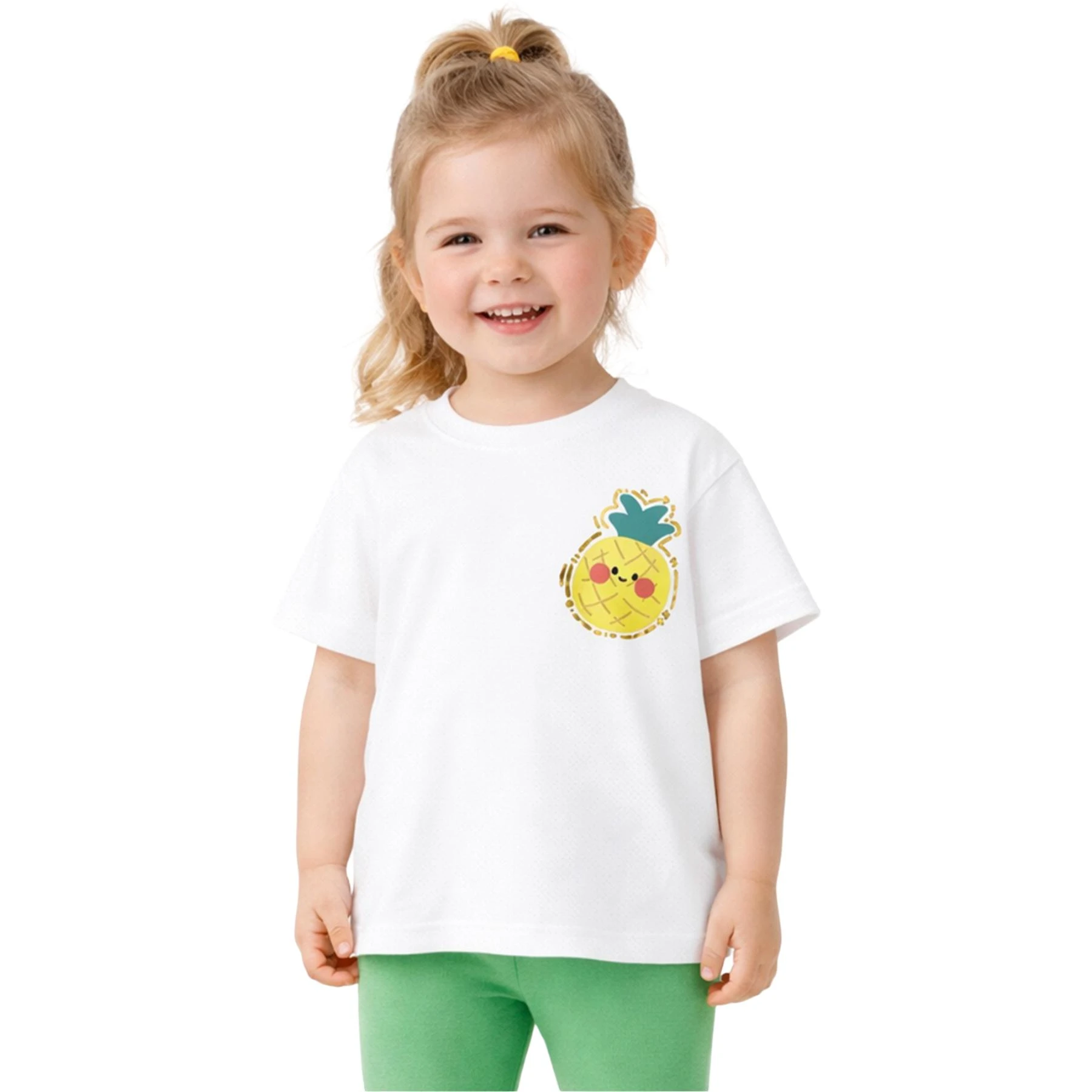 ANANAS BASKILI KISA KOLLU TİŞÖRT  2Y,3Y,4Y,5Y Kız