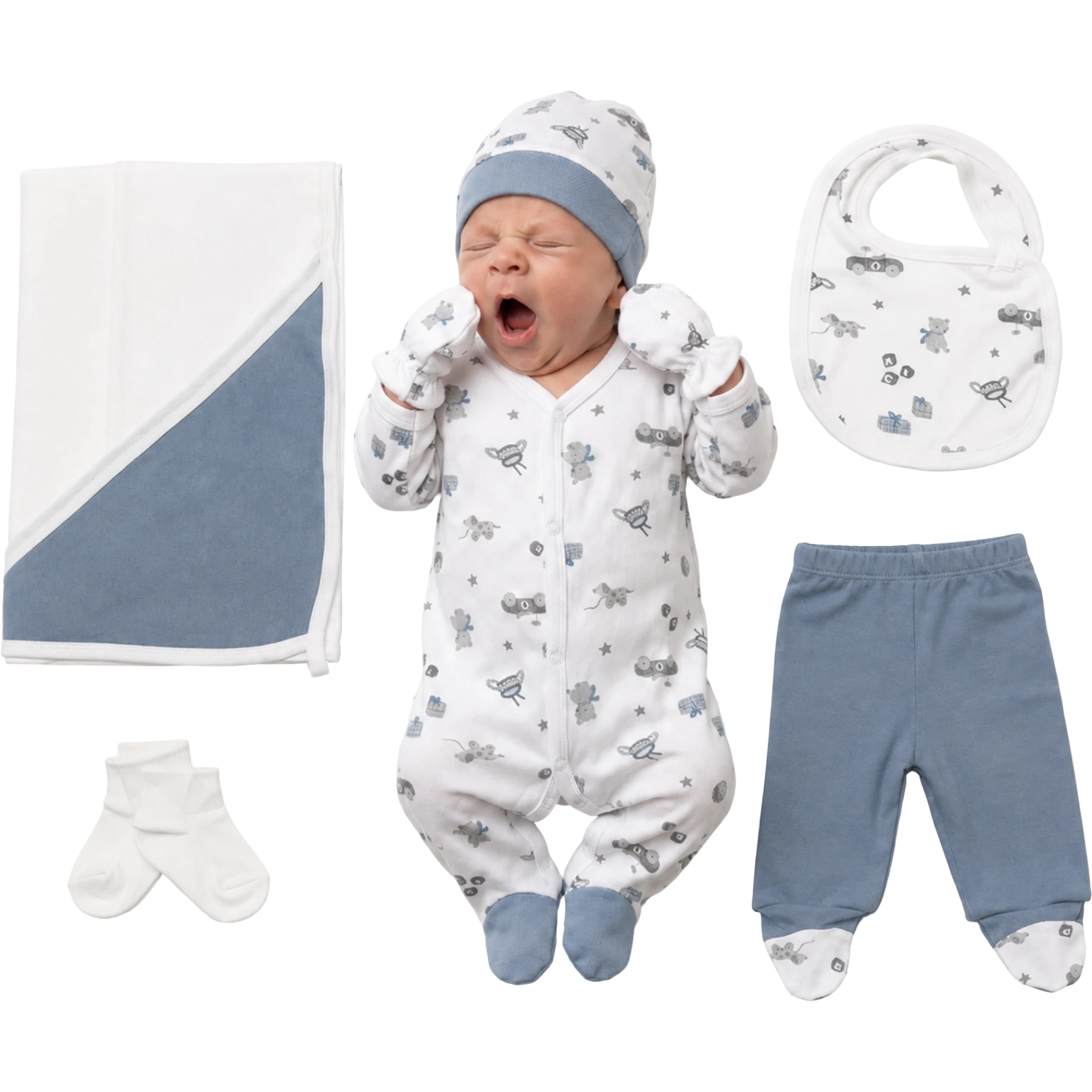 ARABA DESENLİ 7’Lİ ERKEK TULUMLU SET  3 Ay Erkek