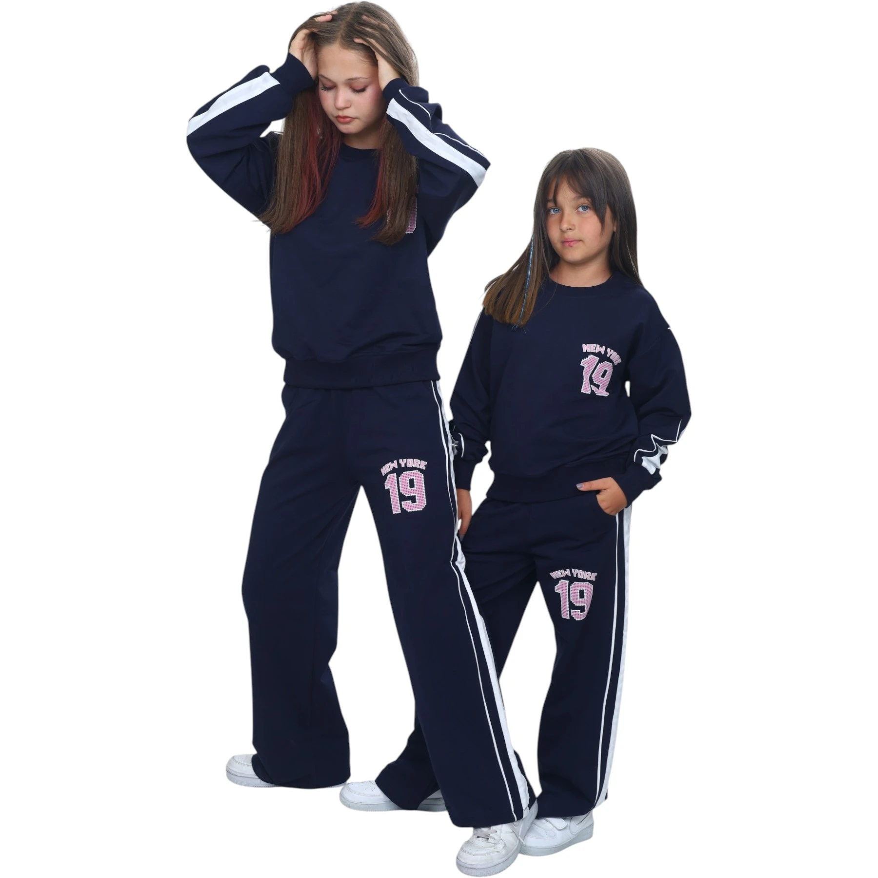 ARABİYELİ ŞERİTLİ KABARAN BASKILI TAKIM 8Y,10Y,12Y,14Y,16Y Kız