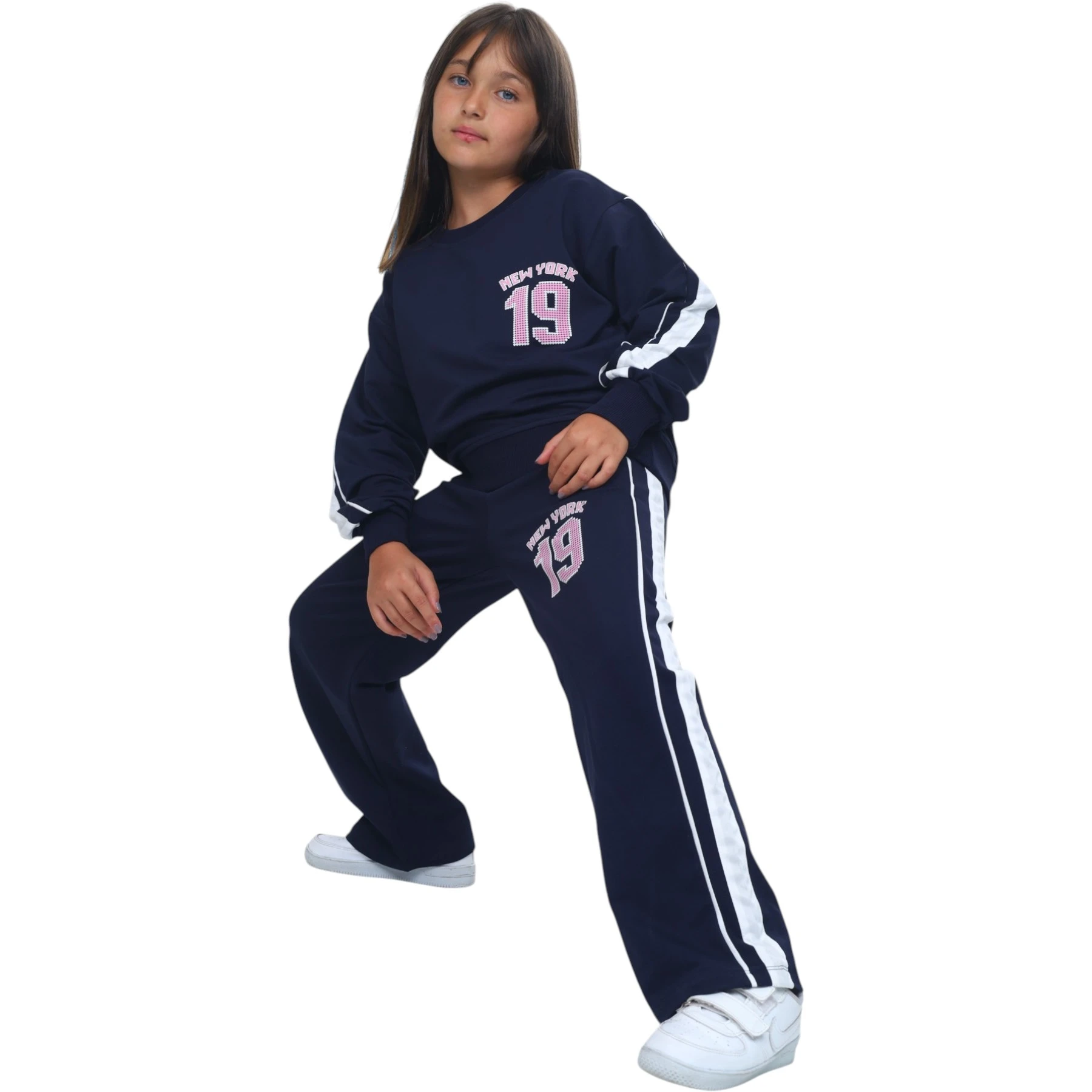 ARABİYELİ ŞERİTLİ  KABARTMA BASKILI TAKIM 4Y,5Y,6Y,7Y,8Y Kız