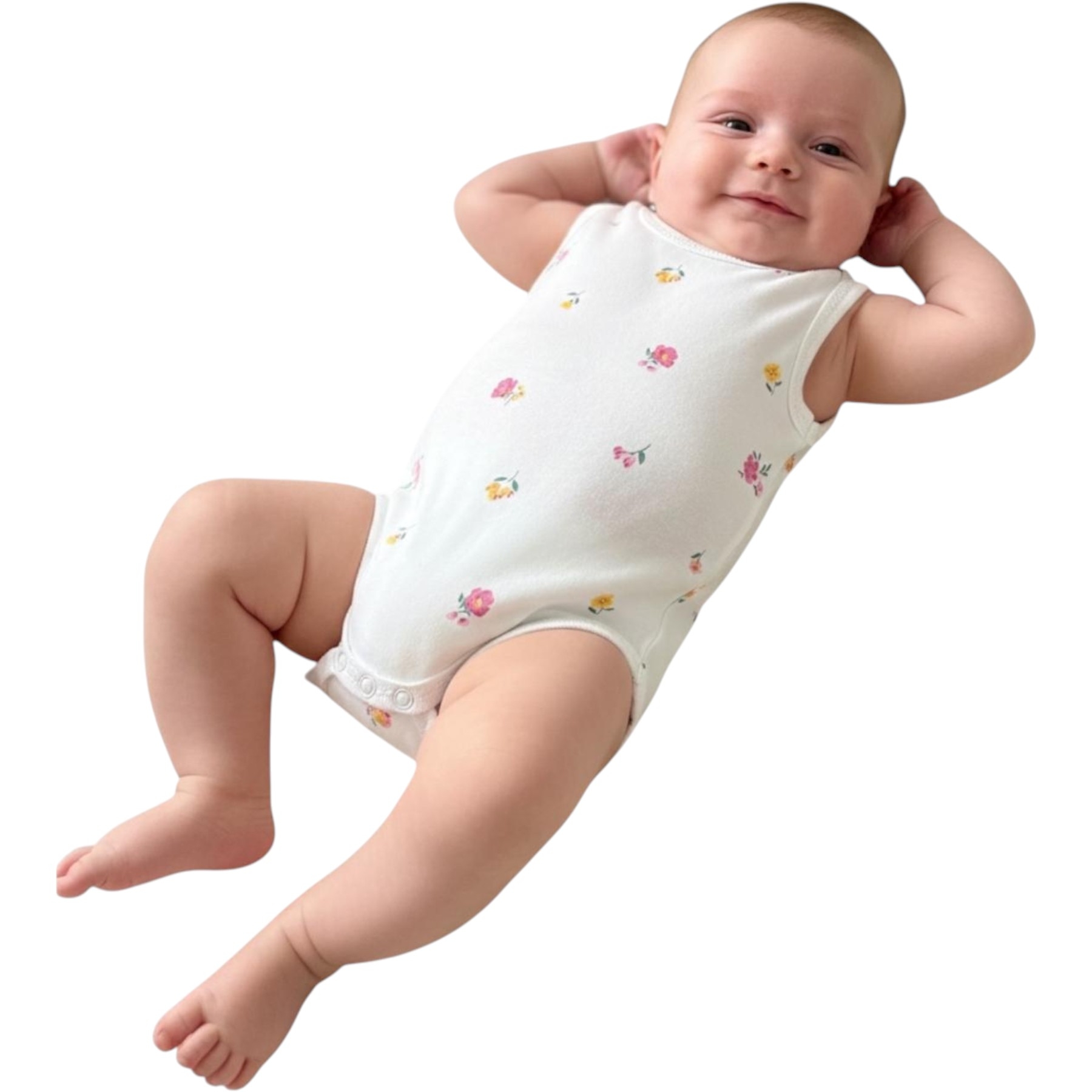 ASKILI DESENLİ KÜÇÜK BADİ PEMBE ÇİÇEK 1 Ay,3 Ay,6 Ay,9 Ay Kız