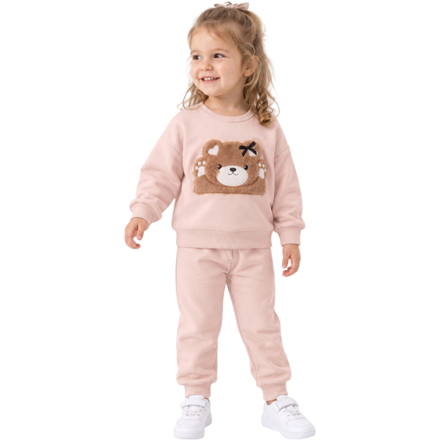 AYICIK PELUŞ NAKIŞLI İKİLİ TAKIM 12 Ay,2Y,3Y,4Y Kız