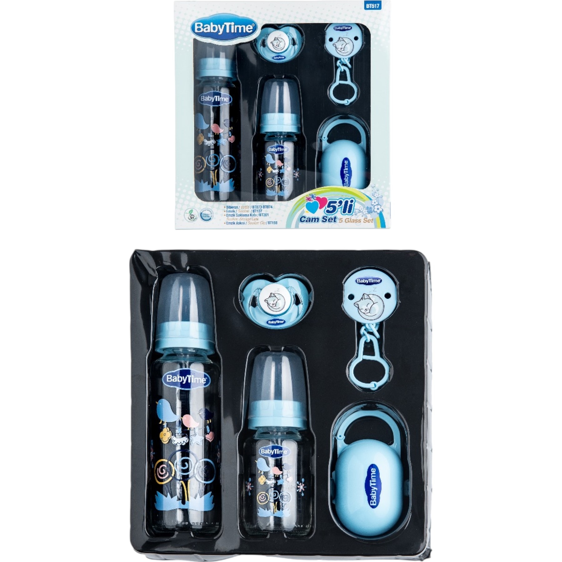 BABYTİME 5’Lİ CAM SET MAVİ 18 Ay,12 Ay,9 Ay,6 Ay,3 Ay,2 Ay,1 Ay Erkek