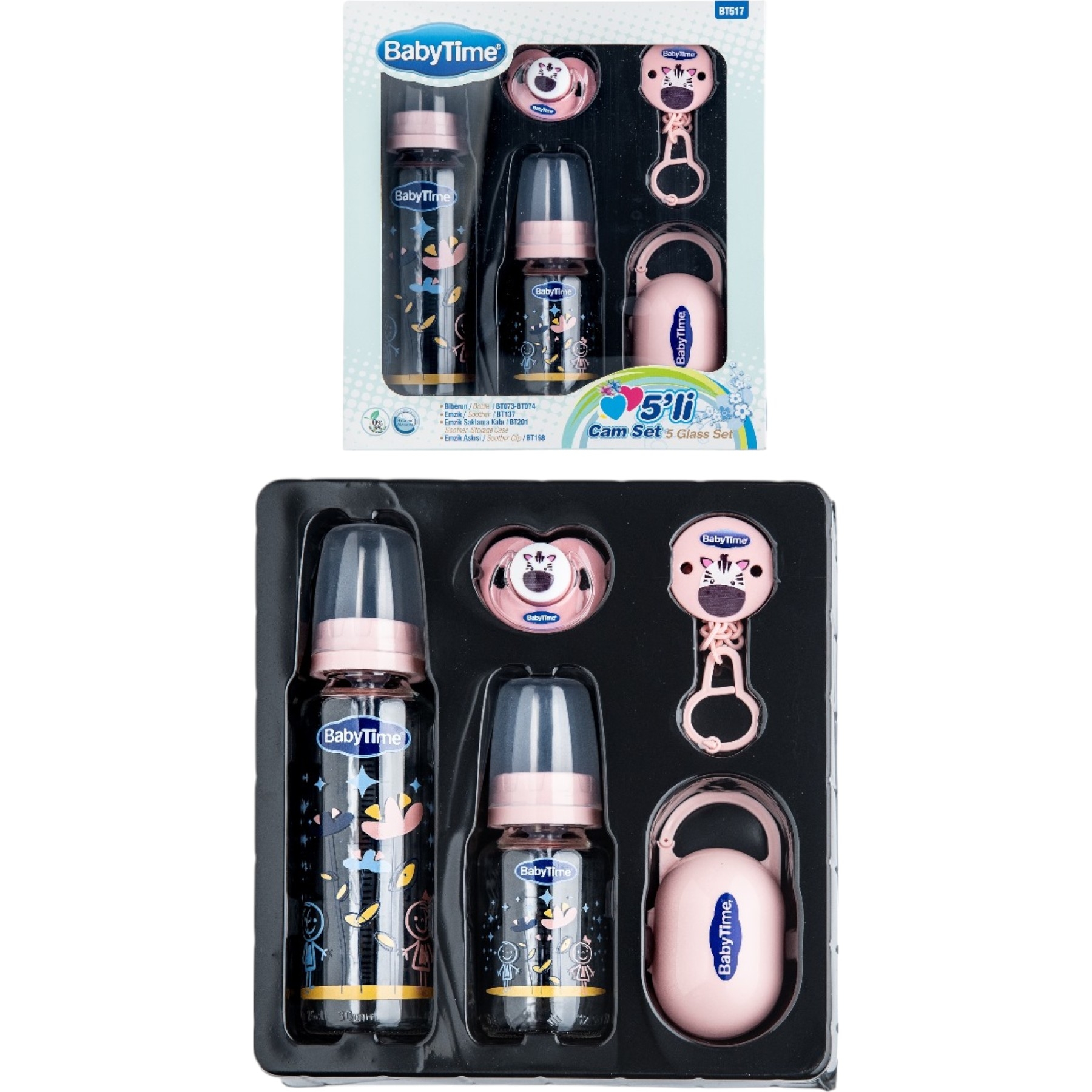 BABYTİME 5’Lİ CAM SET PEMBE 18 Ay,12 Ay,9 Ay,6 Ay,3 Ay,2 Ay,1 Ay Kız