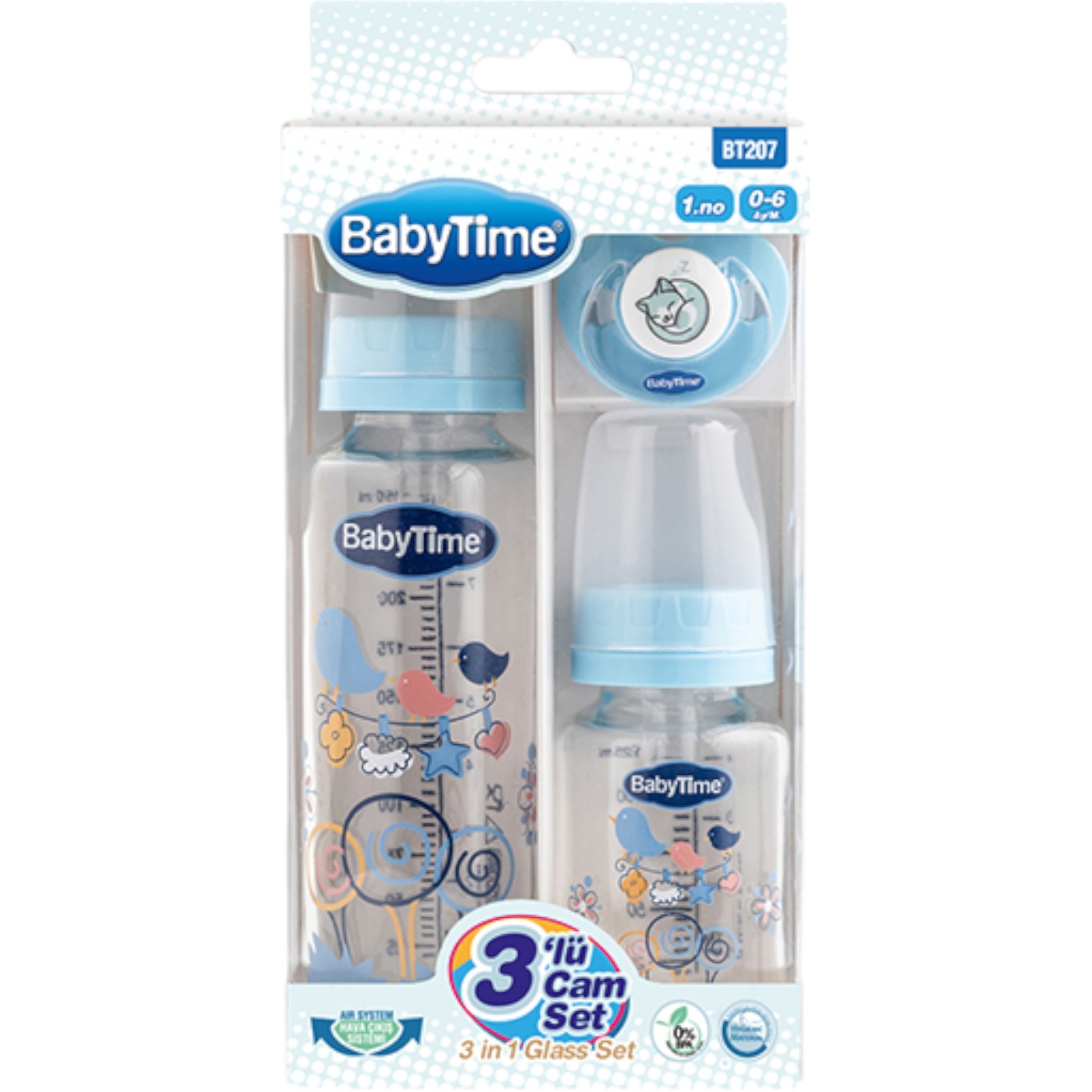 BANYTİME 3’LÜ CAM SET MAVİ 18 Ay,12 Ay,9 Ay,6 Ay,3 Ay,2 Ay,1 Ay Erkek
