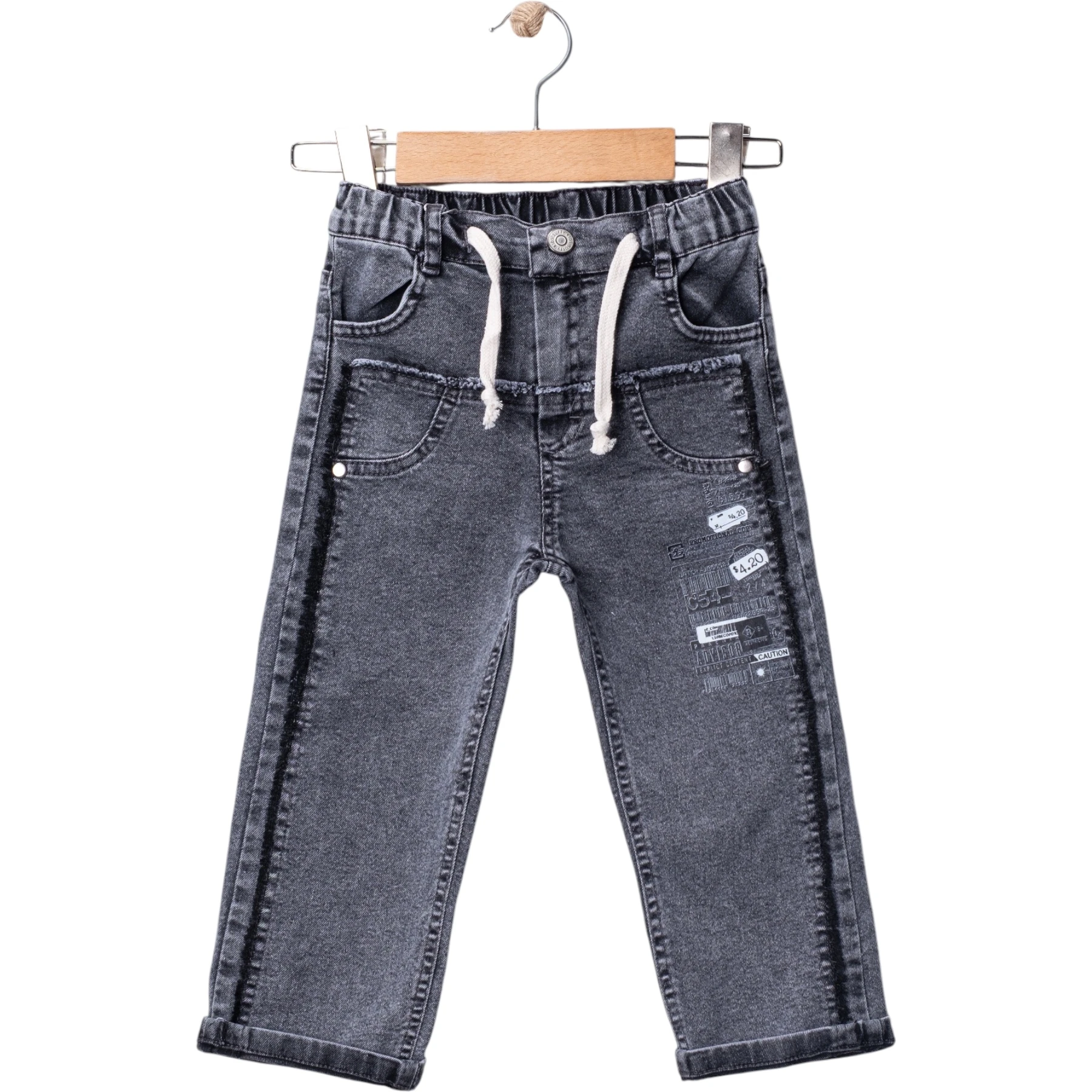 BARKOD BASKILI KOT PANTOLON  2Y,3Y,4Y,5Y Erkek