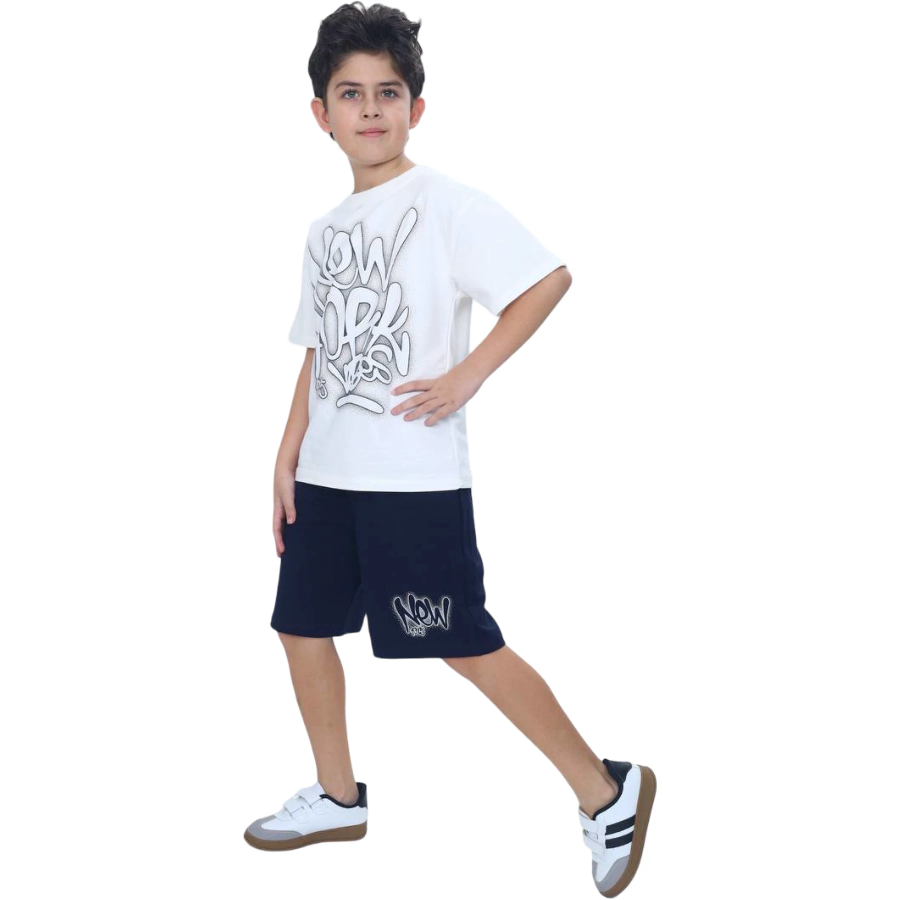 BASKILI ÇOCUK ŞORT TAKIM  4Y,5Y,6Y,7Y,8Y Erkek