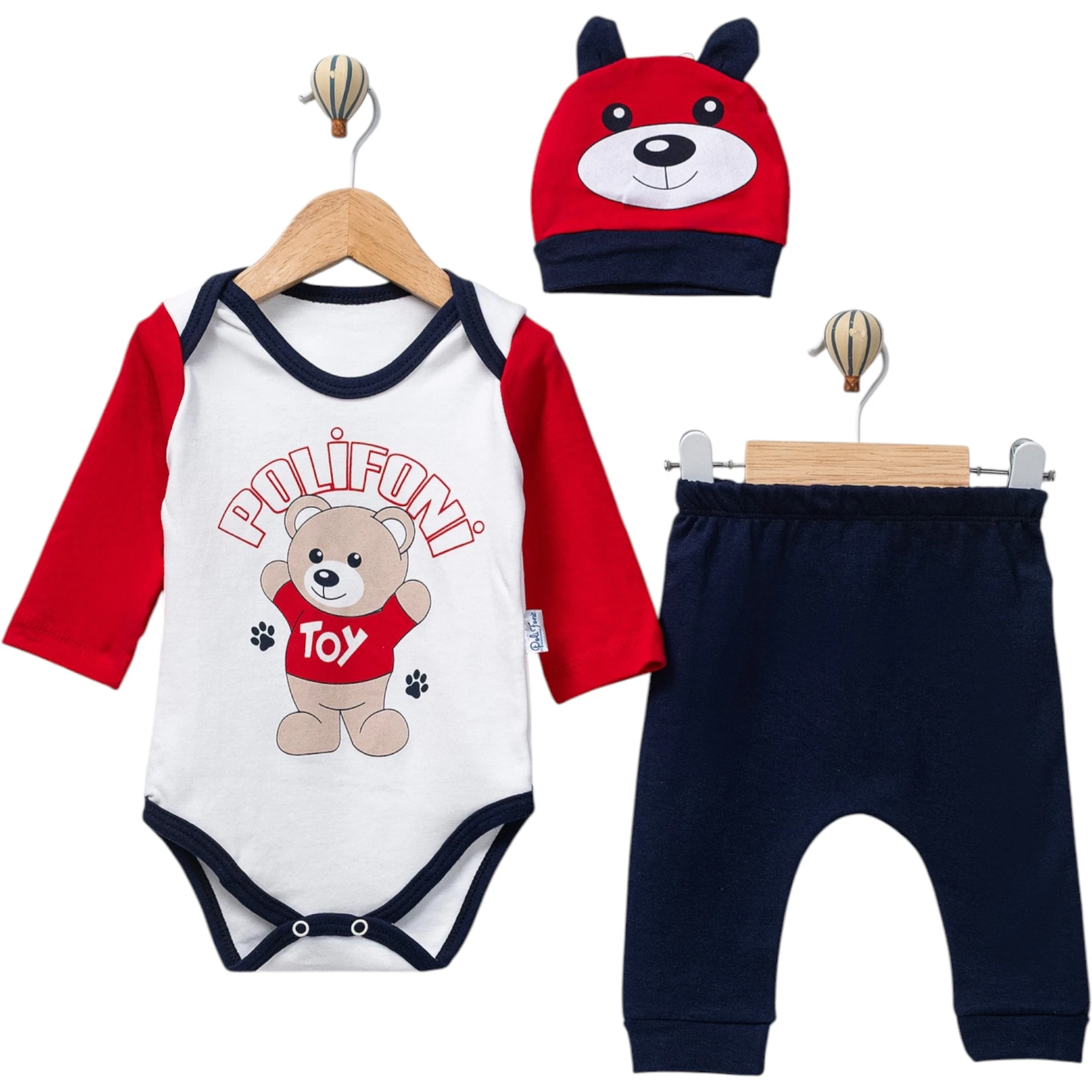 BASKILI TOY BEAR 3P BADİLİ TAKIM  6 Ay,9 Ay Erkek