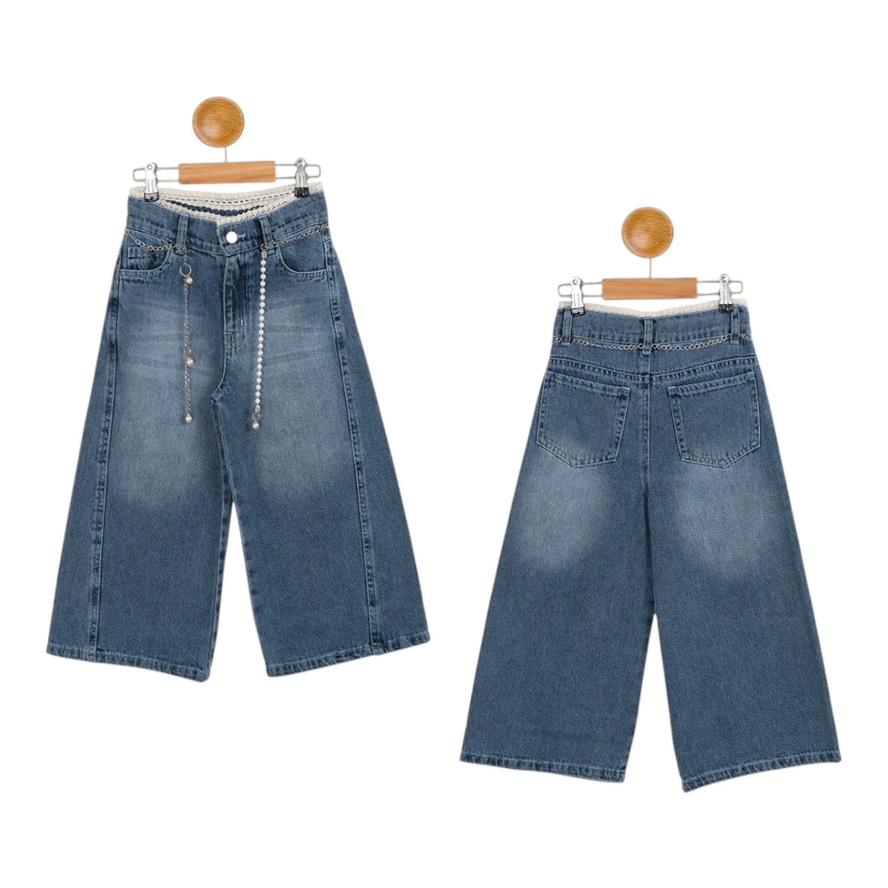 BEL DANTELİ PALAZO KIZ KOT PANTOLON 6Y,7Y,8Y,9Y,10Y Kız