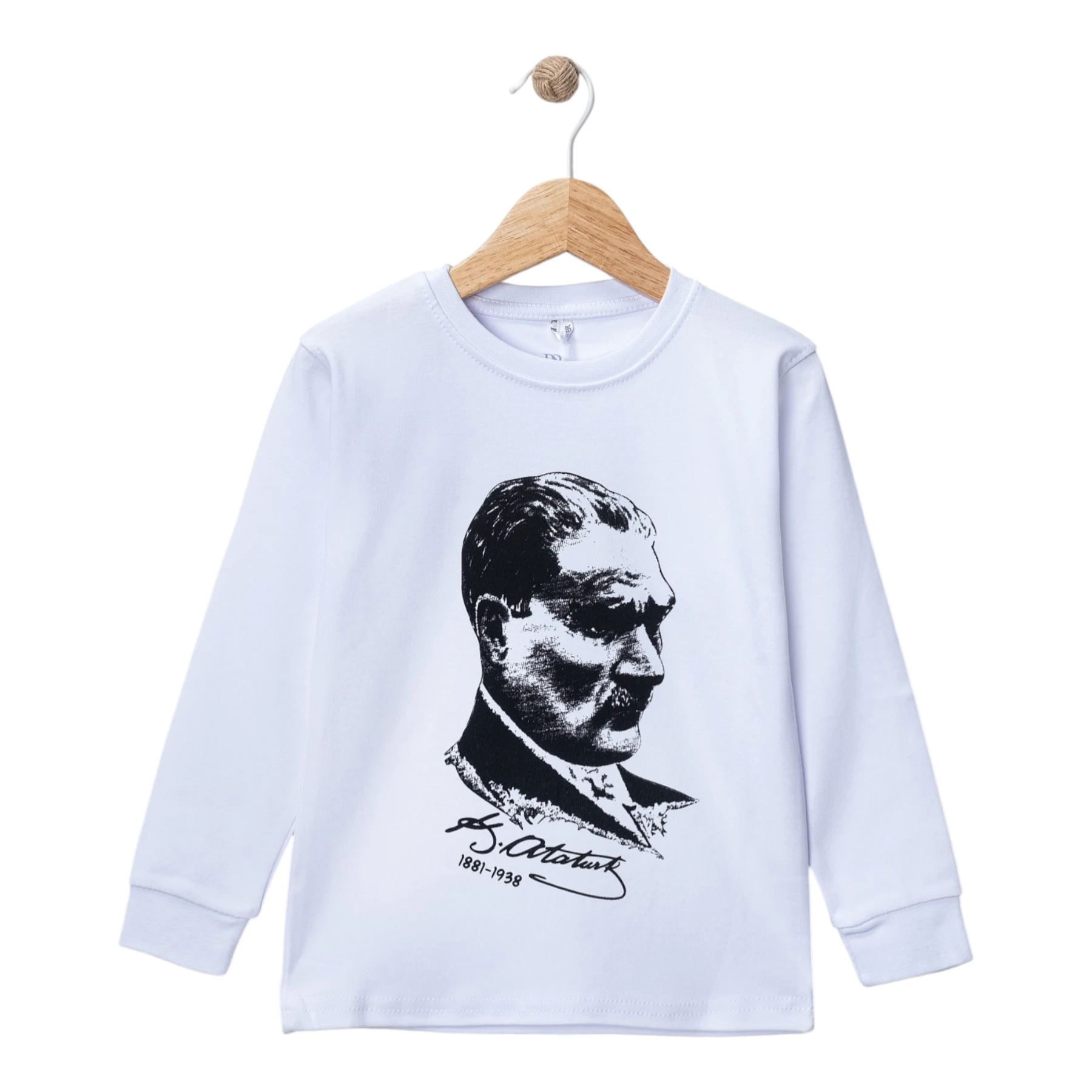 BEYAZ ATATÜRK BASKILI UZUN KOL SWEAT 5Y,6Y,7Y,8Y Uni