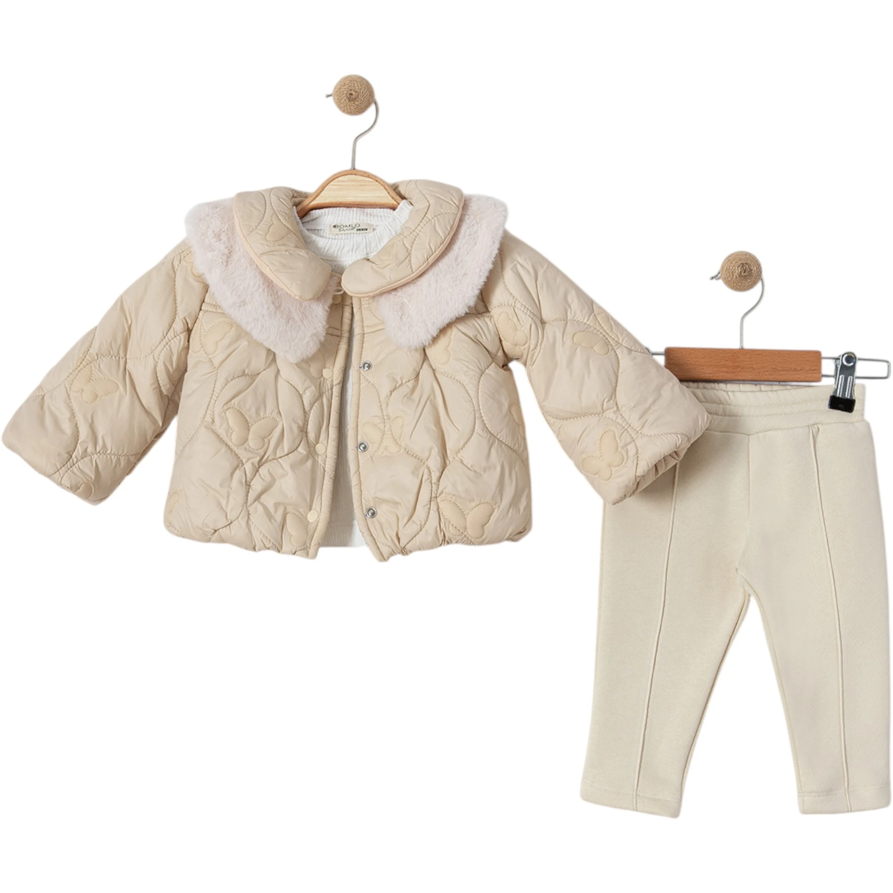 BOMLO PELUŞ DETAYLI KIZ MONT  6 Ay,12 Ay,18 Ay,2Y Kız