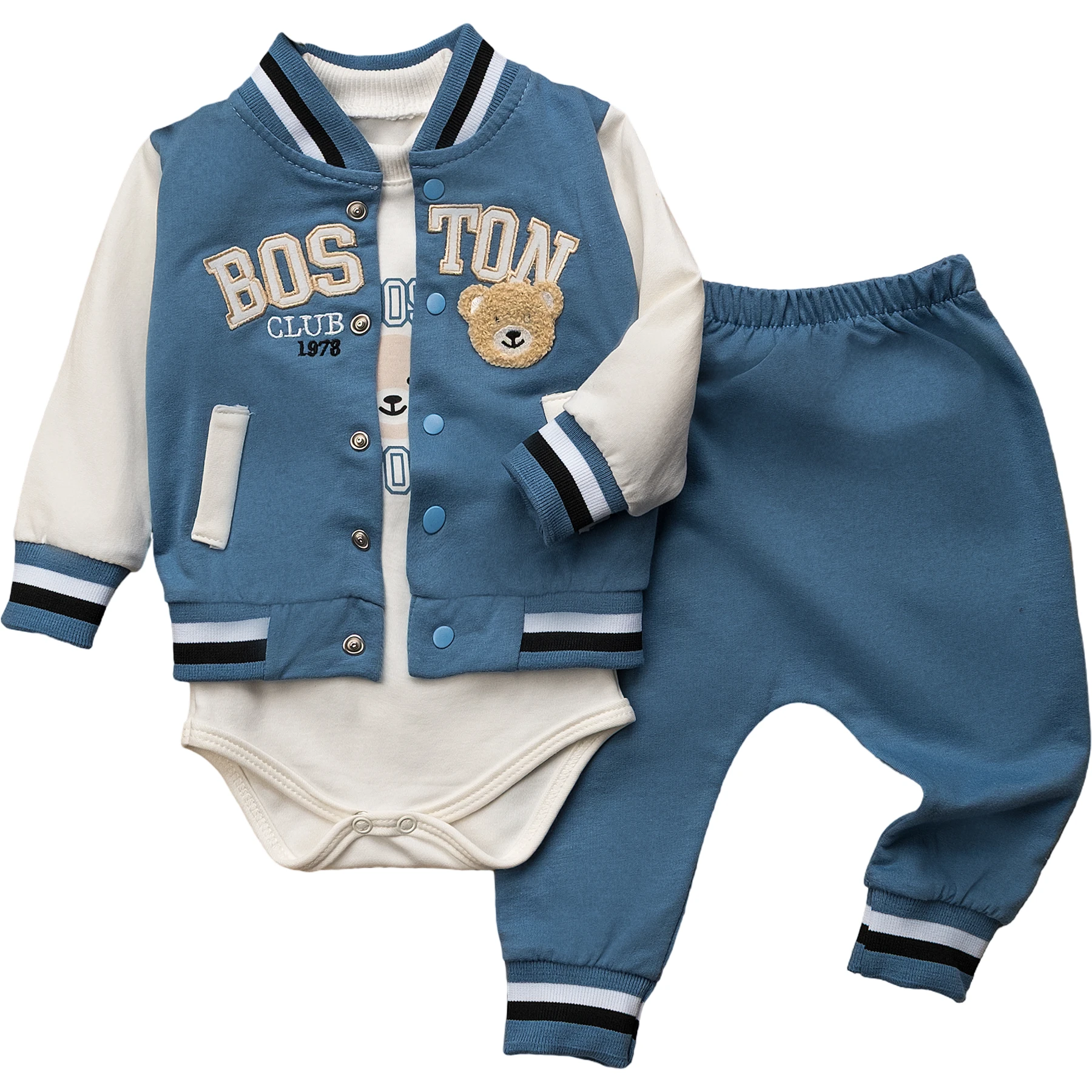 BOSTON NAKIŞLI KOLEJ ÜÇLÜ TKM 9 Ay,3 Ay,6 Ay Erkek