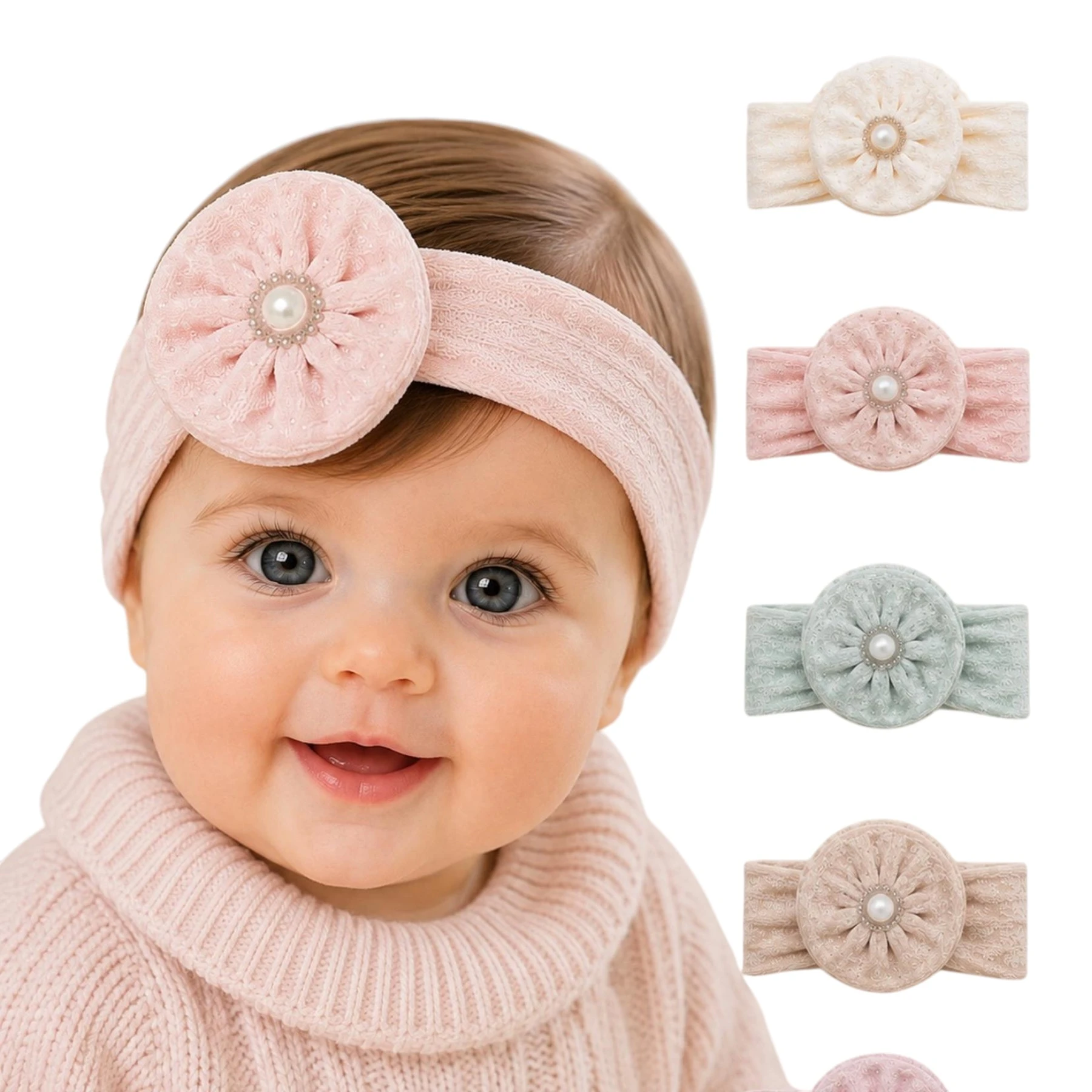 CAP&MORE KADİFE SAÇ BANDI İNCİ TAŞ DOM. 3 Ay,6 Ay,9 Ay,12 Ay,18 Ay Kız
