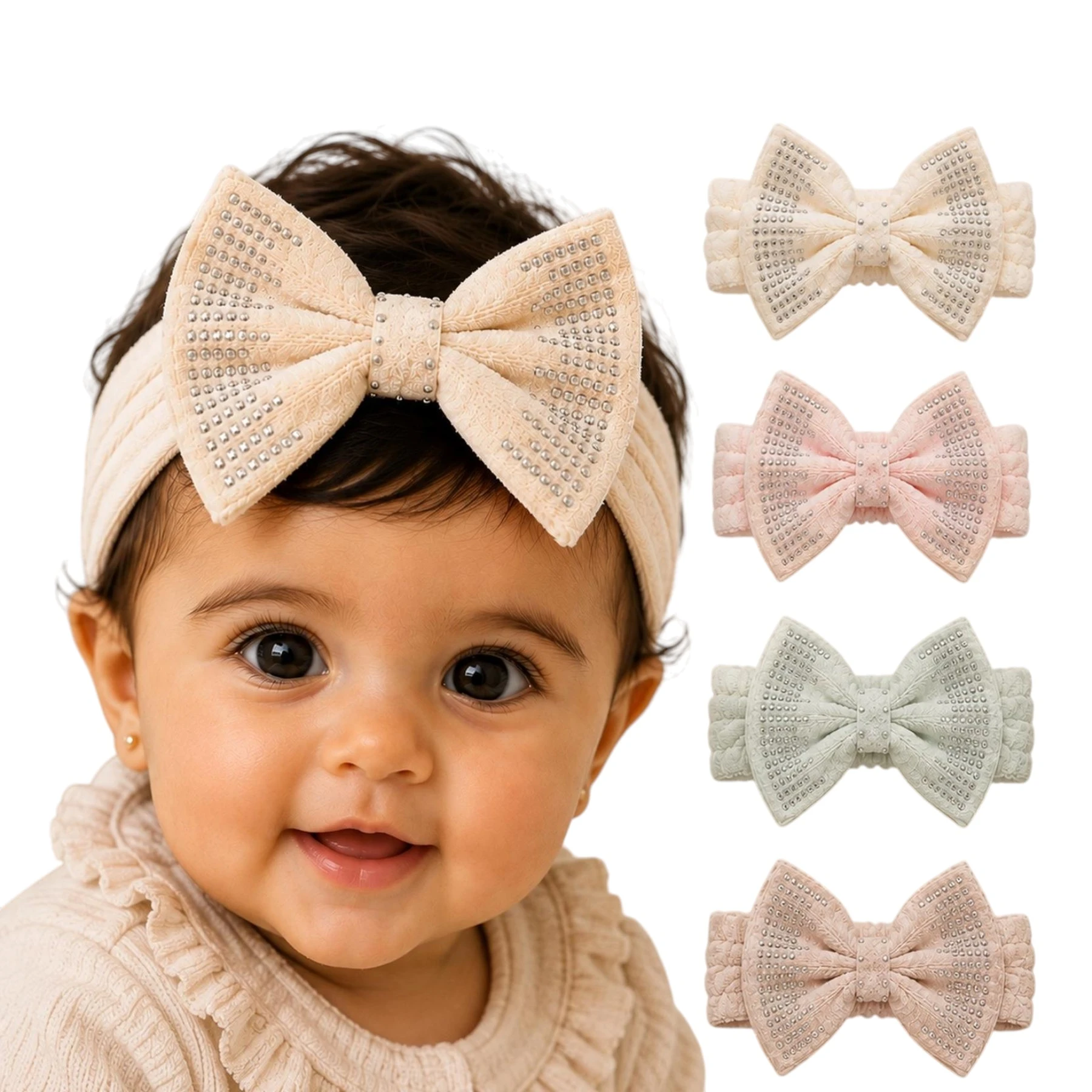CAP&MORE KADİFE SAÇ BANDI TAŞ BASKI FIYONK 3 Ay,6 Ay,9 Ay,12 Ay,18 Ay Kız