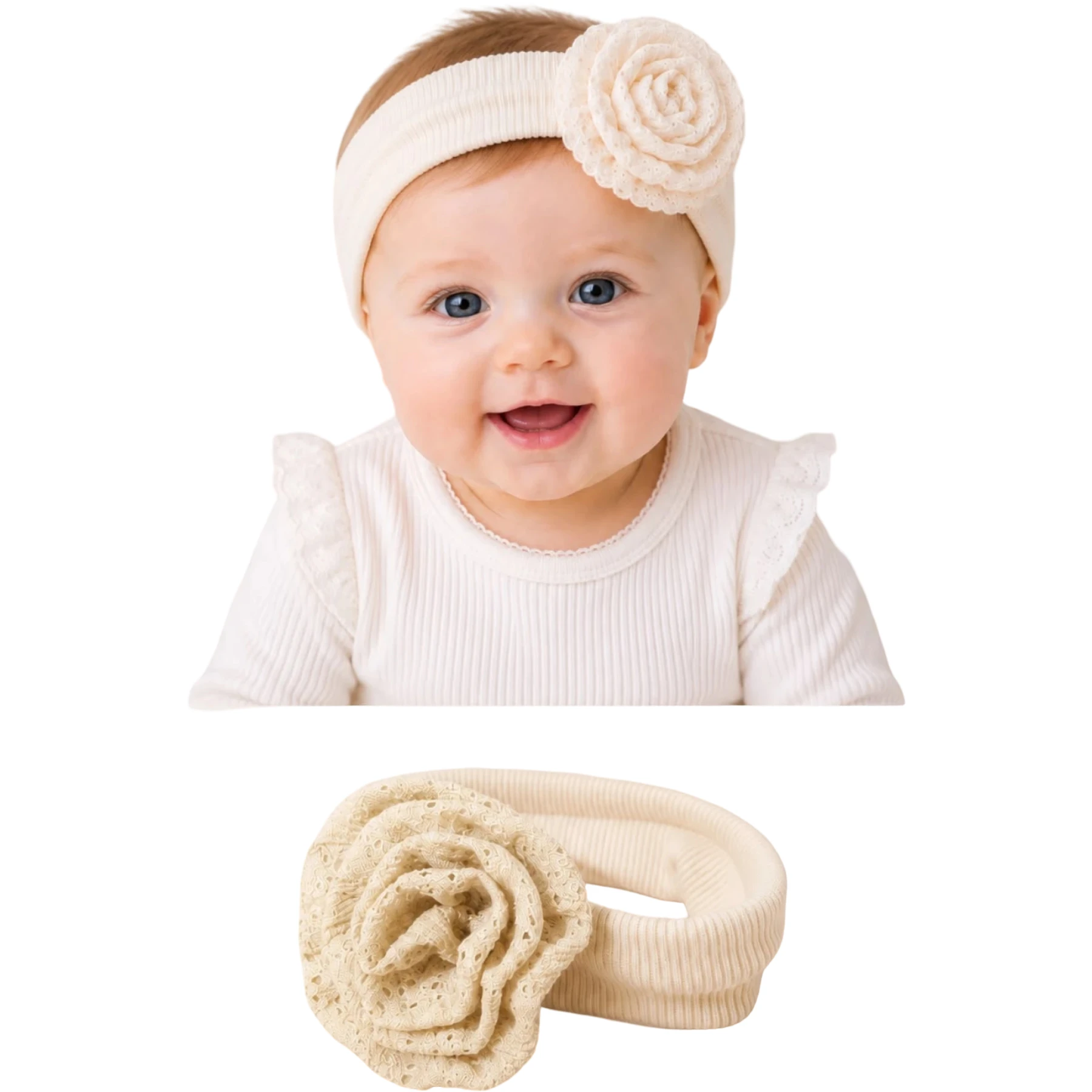 CAP&MORE SAÇ JAKARLI GÜL ÇİÇEK  3 Ay,6 Ay,9 Ay,12 Ay,18 Ay Kız