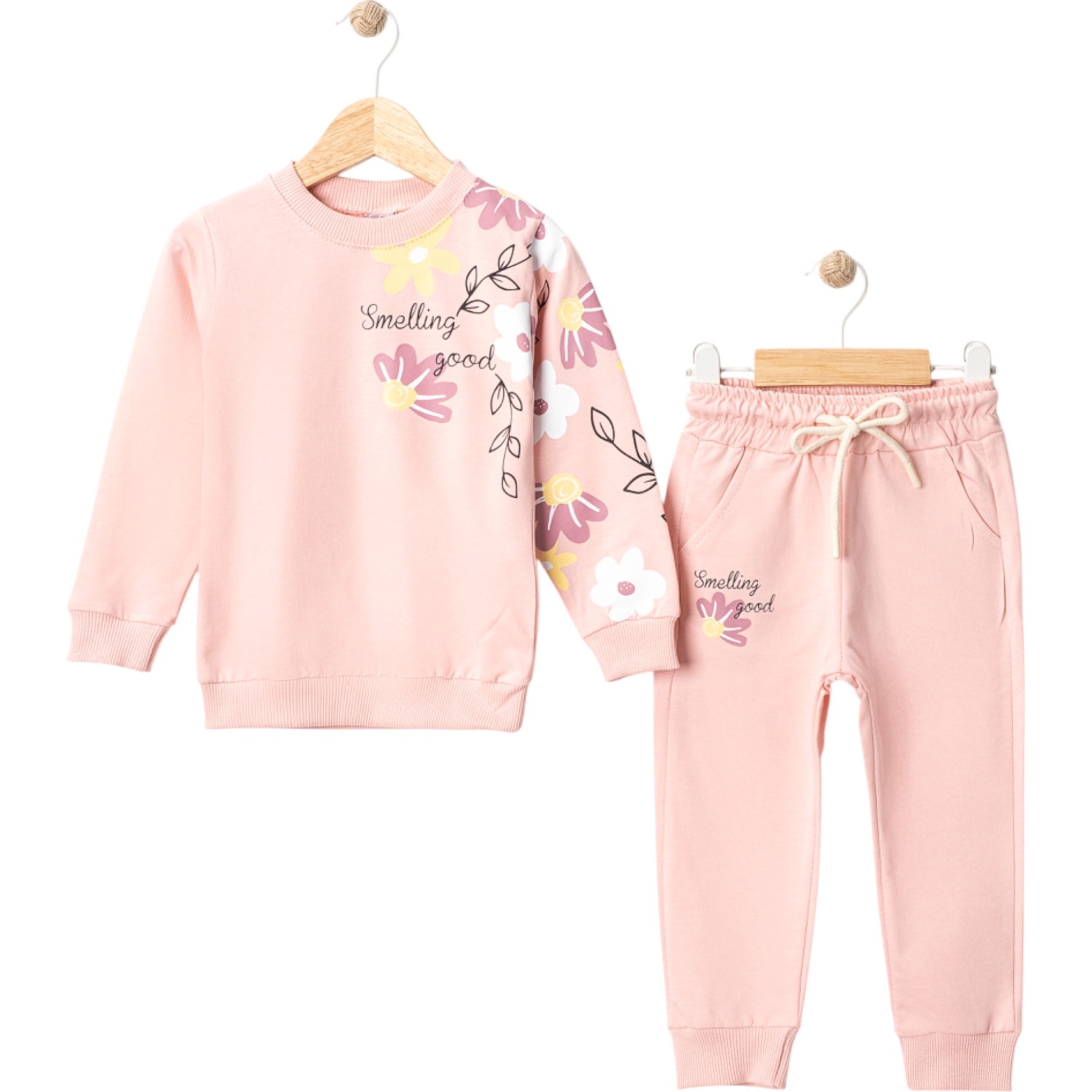 ÇİÇEK BASKILI 2 İP KIZ TAKIM 2Y,3Y,4Y,5Y Kız