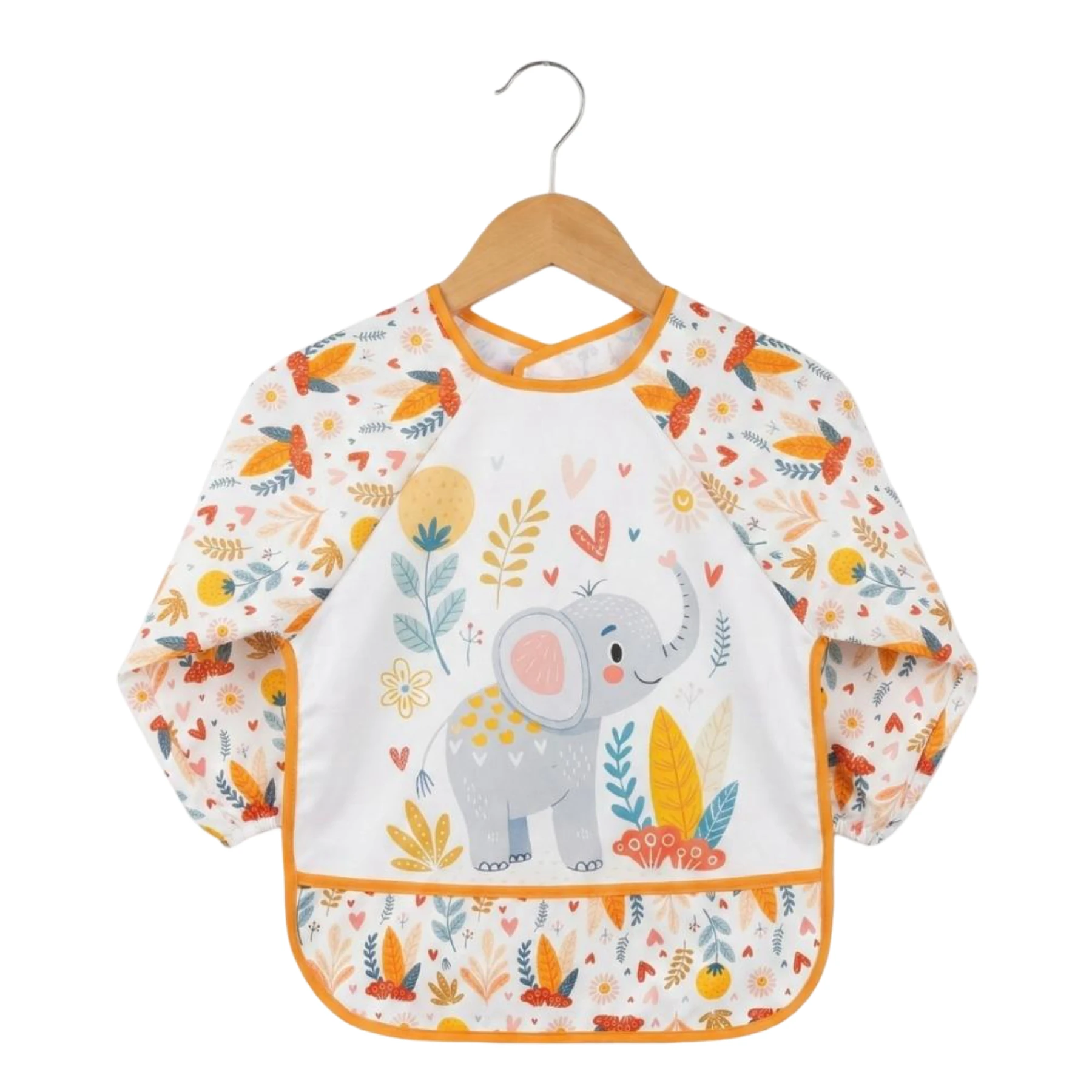 ÇİÇEKLİ FİL DESEN KOLLU MAMA ÖNLÜĞÜ 6 Ay,9 Ay,12 Ay,18 Ay,2Y Uni