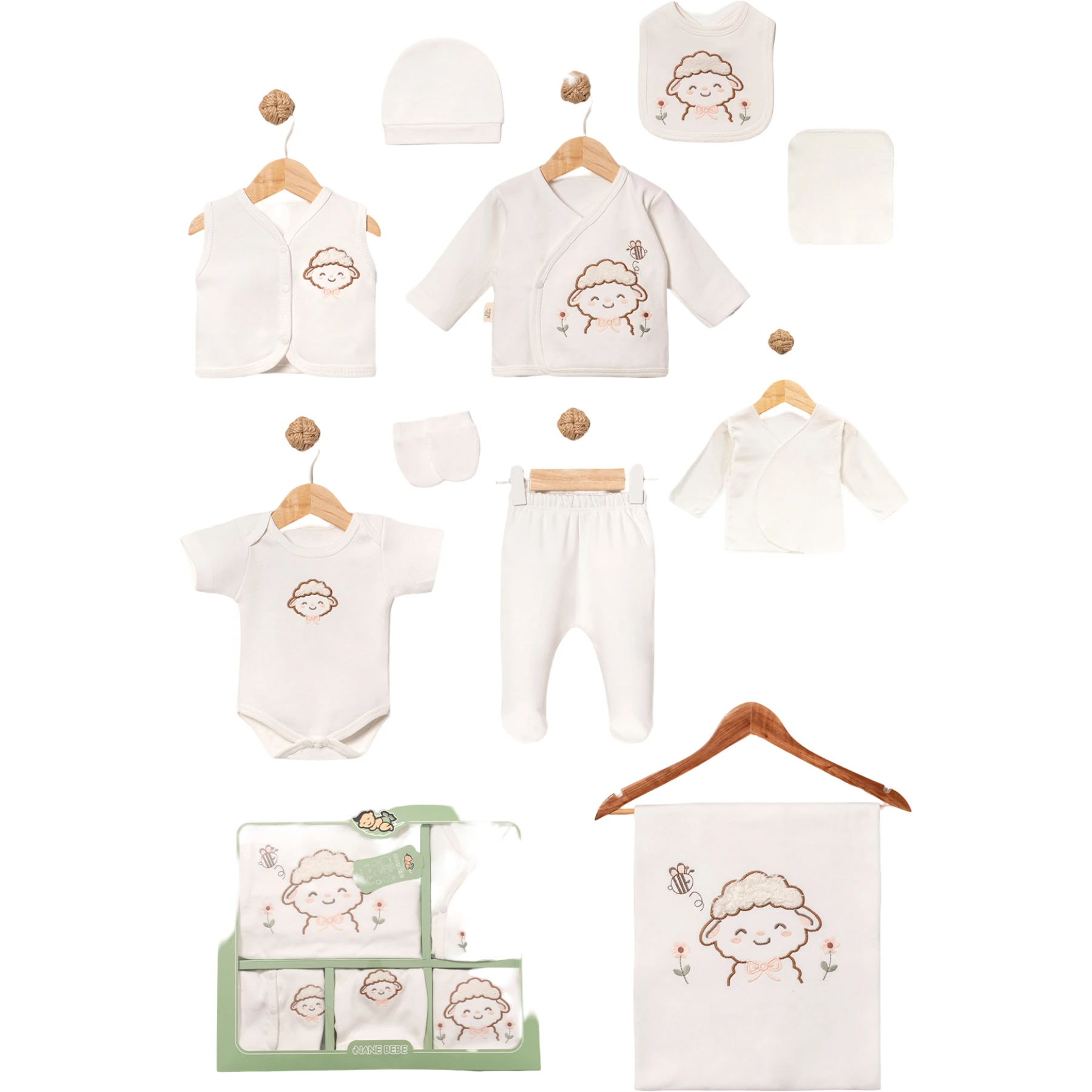 ÇİÇEKLİ KUZU 10 LU SET 1 Ay,2 Ay,3 Ay Kız