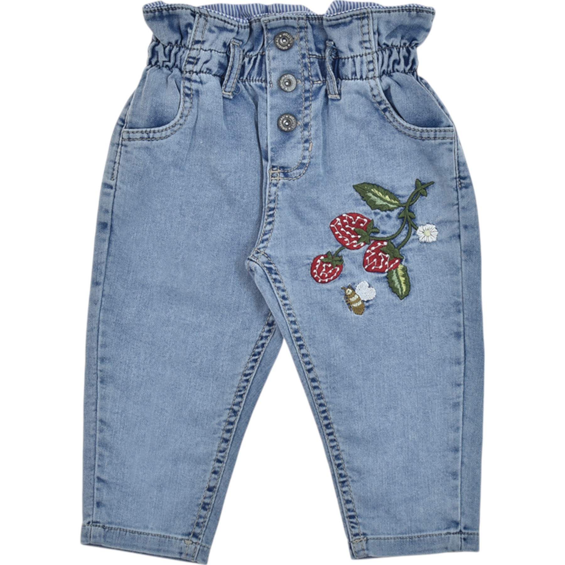 ÇİLEK NAKIŞLI KOT PANTOLON 6 Ay,12 Ay,18 Ay,2Y Kız