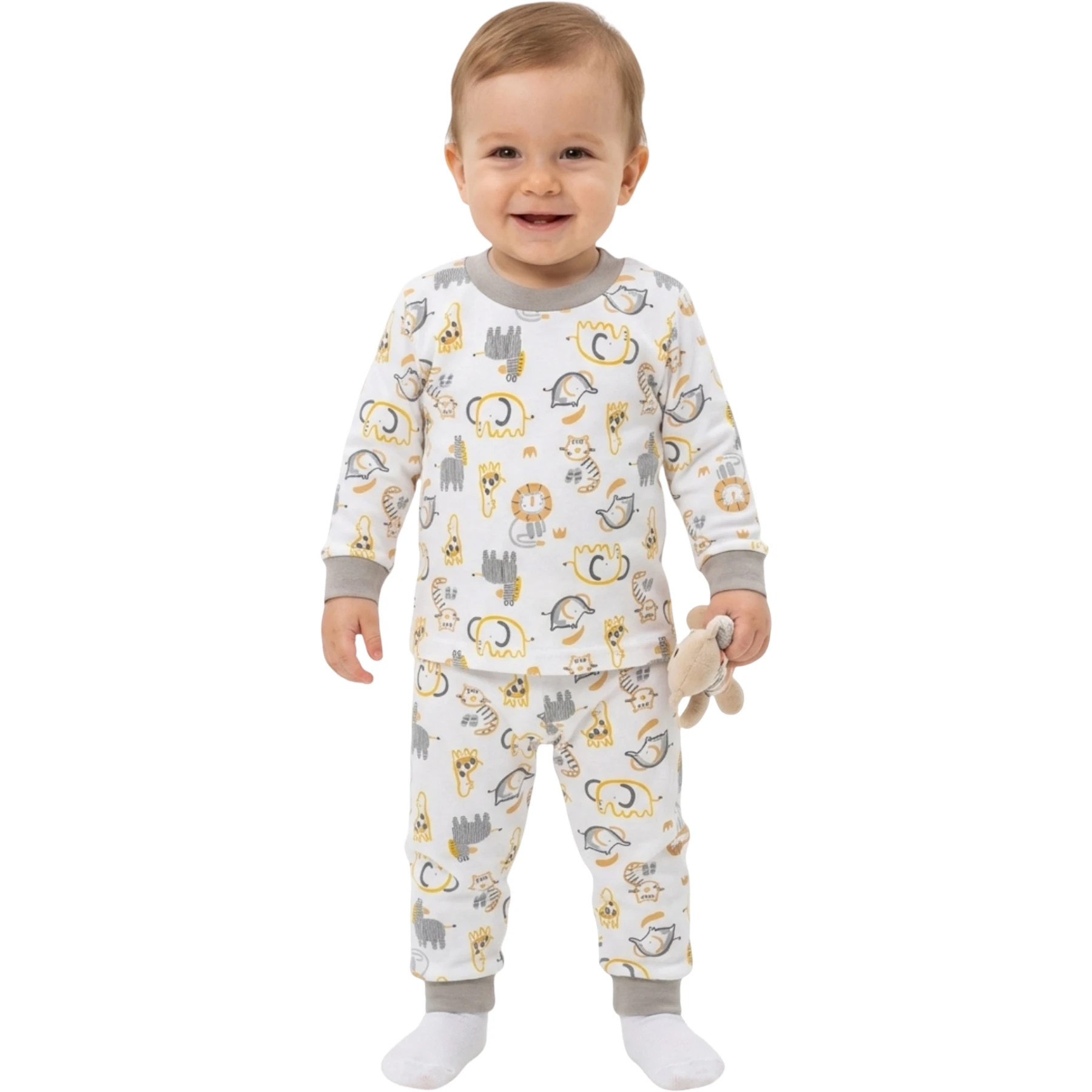 ÇİZGİLİ HAYVANLAR PİJAMA 6 Ay,12 Ay,18 Ay,2Y Erkek