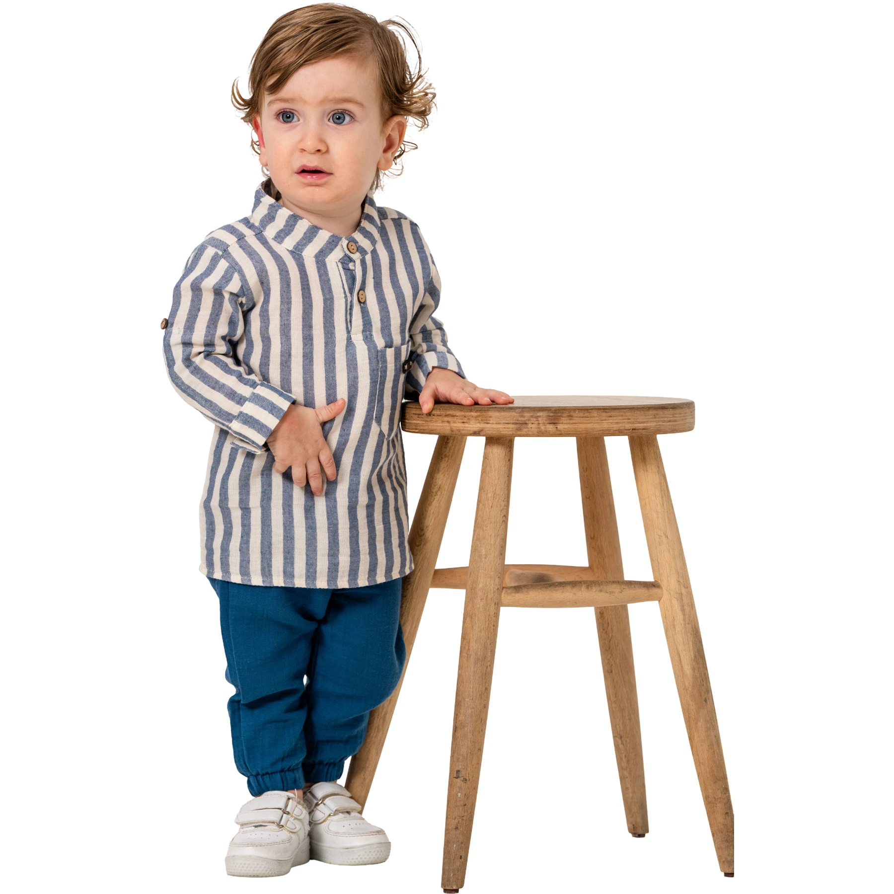 ÇİZGİLİ MÜSLİN TAKIM 6 Ay,12 Ay,18 Ay Erkek