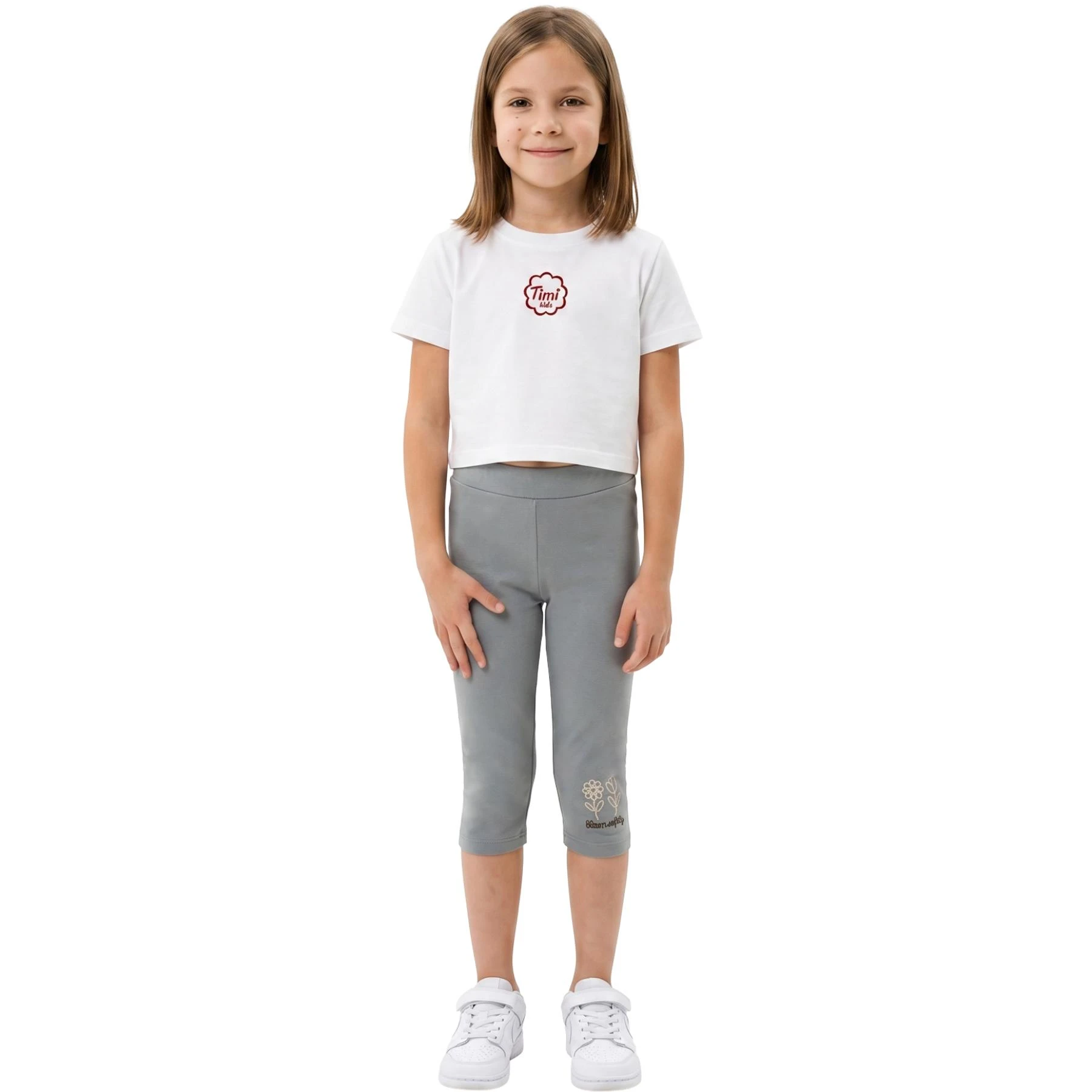 ÇOCUK ÇİÇEK NAKIŞ KAPRİ 5Y,6Y,7Y,8Y,9Y Kız