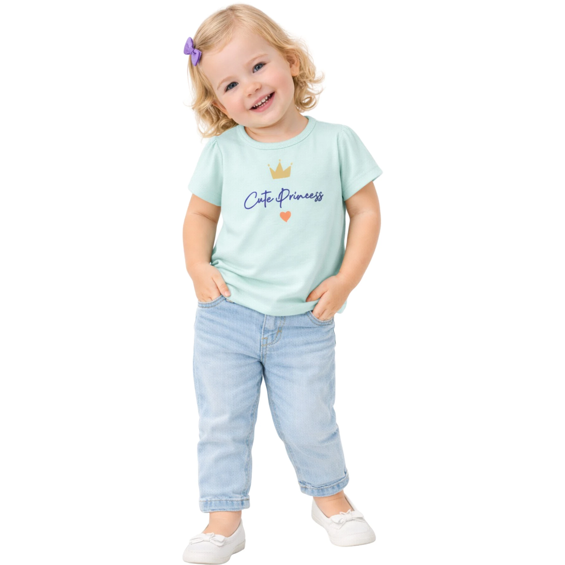 CUTE PRİNCESS BASKILI TİŞÖRT BADİ  6 Ay,9 Ay,12 Ay,18 Ay Kız