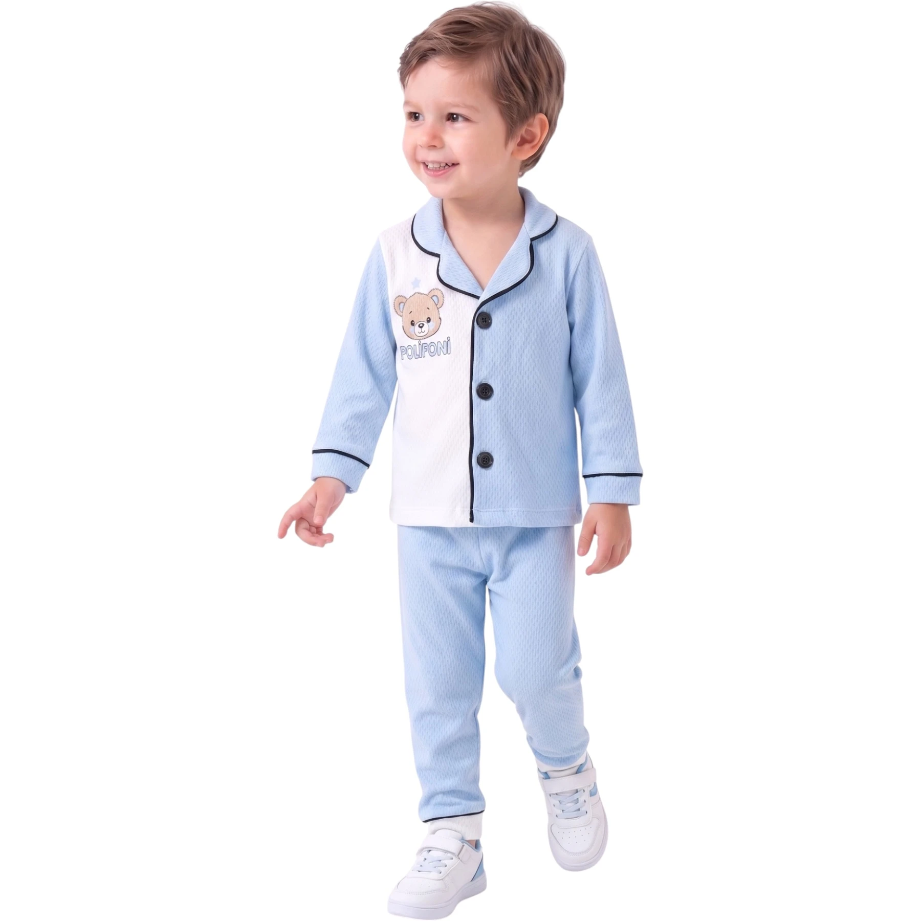 DAMLA DESEN AYICIK YAKALI PİJAMA TAKIM  4Y,5Y,6Y Erkek