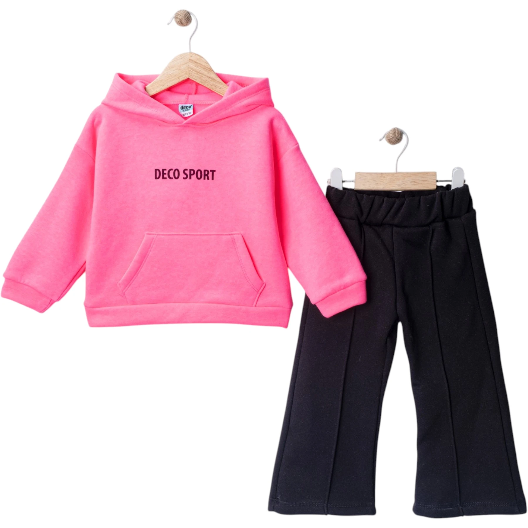 DECO SPORT BASKILI ÜÇ İP KIZ TAKIM 2Y,3Y,4Y,5Y Kız