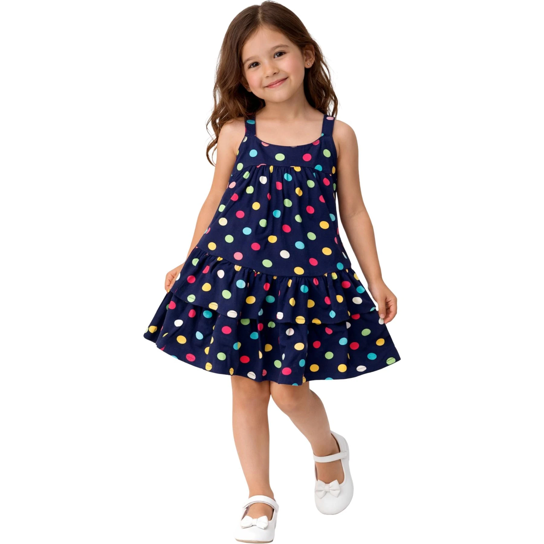 DESENLİ ASKILI ELBİSE  2Y,3Y,4Y,5Y Kız