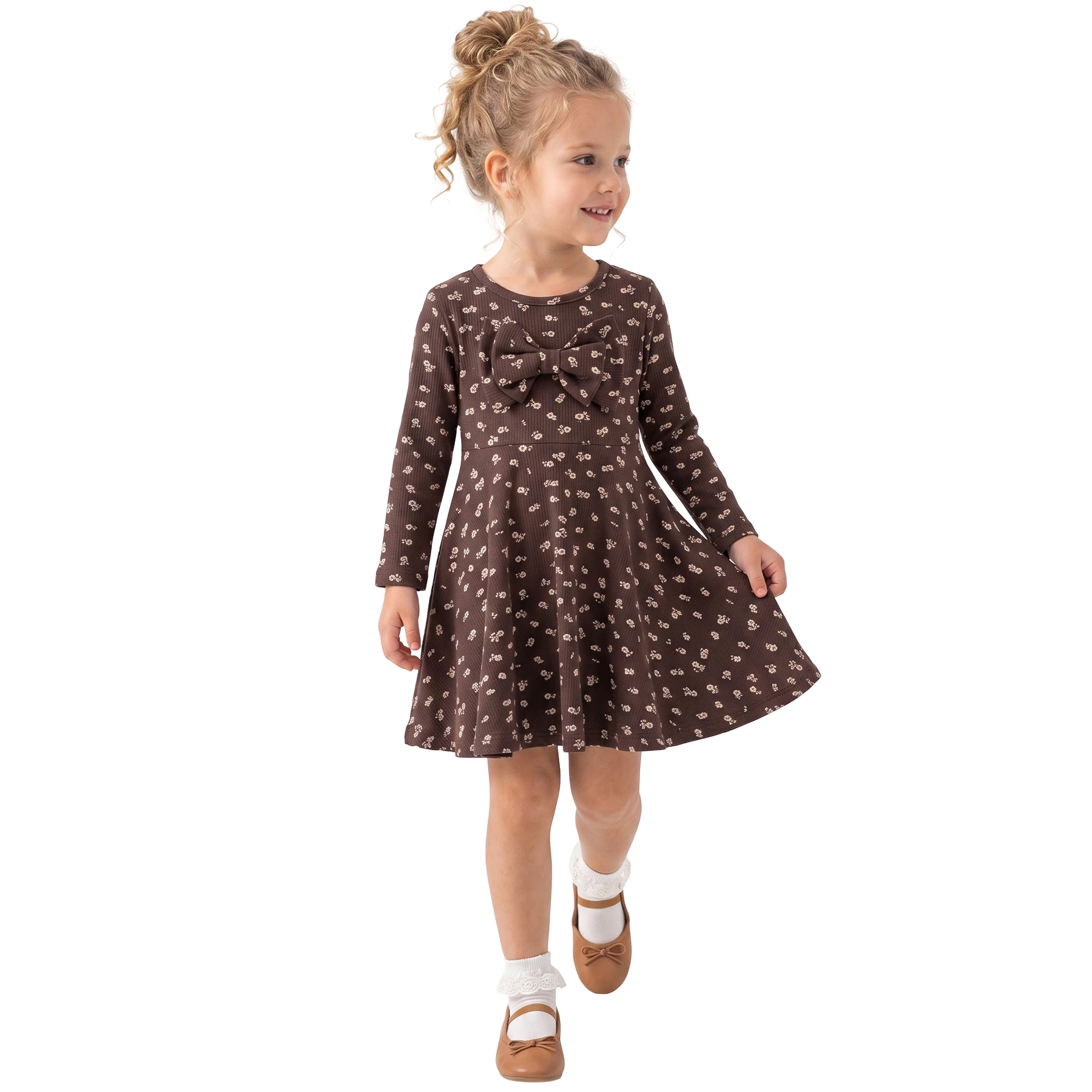 DESENLİ BÜYÜK FİYONKLU KIZ ELBİSE 2Y,3Y,4Y,5Y Kız