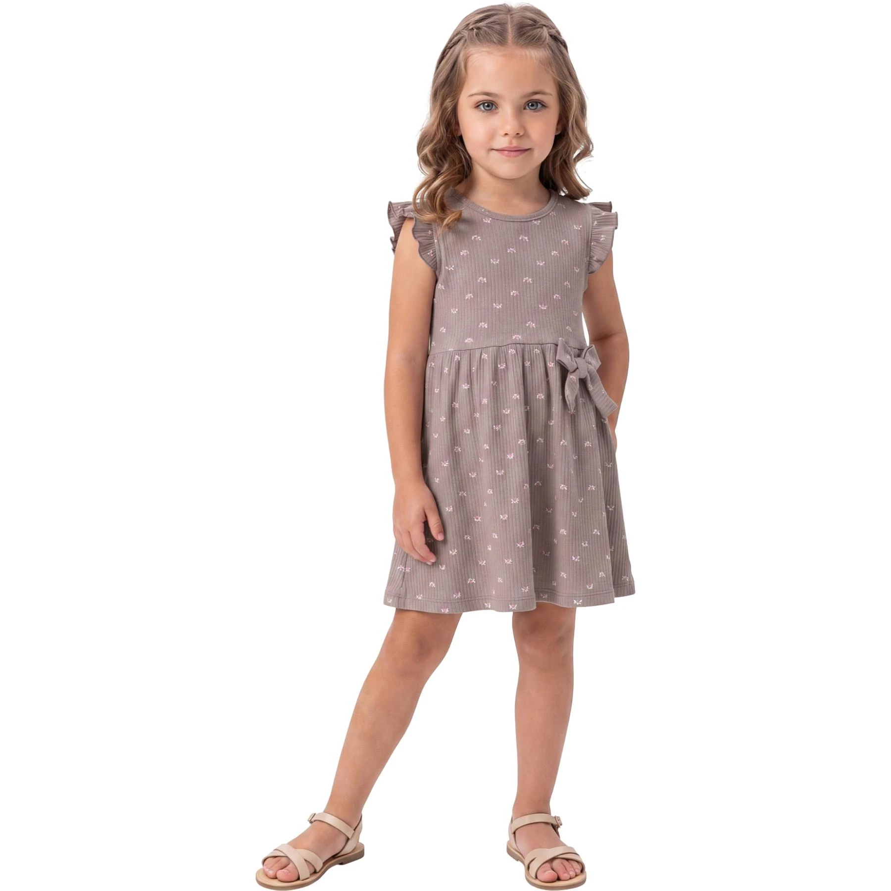 DESENLİ FİYONKLU KIZ ELBİSE 2Y,3Y,4Y,5Y Kız