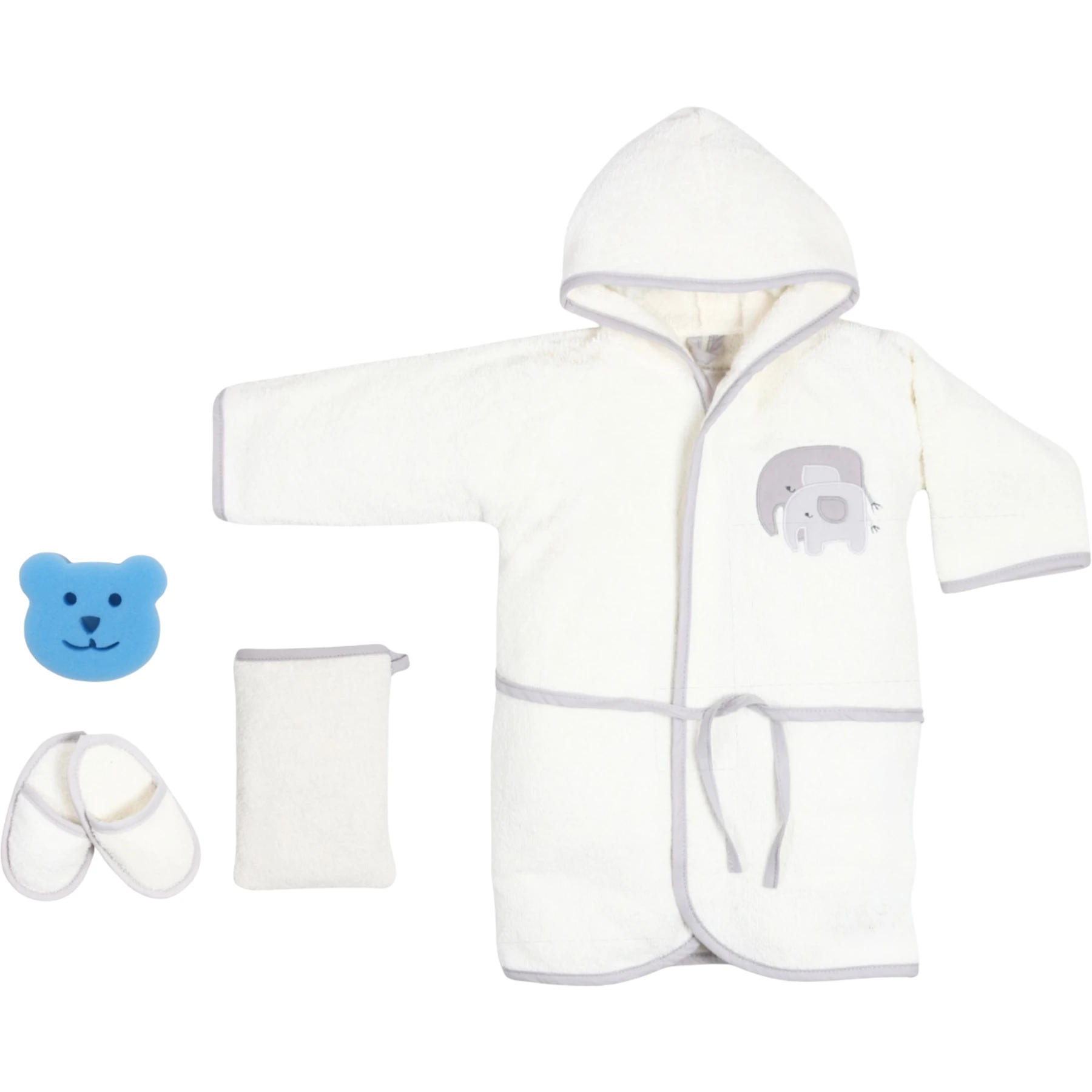 DOKUMA BORNOZ 4LÜ SET FRİENDLY ELEPHANT 6 Ay Erkek
